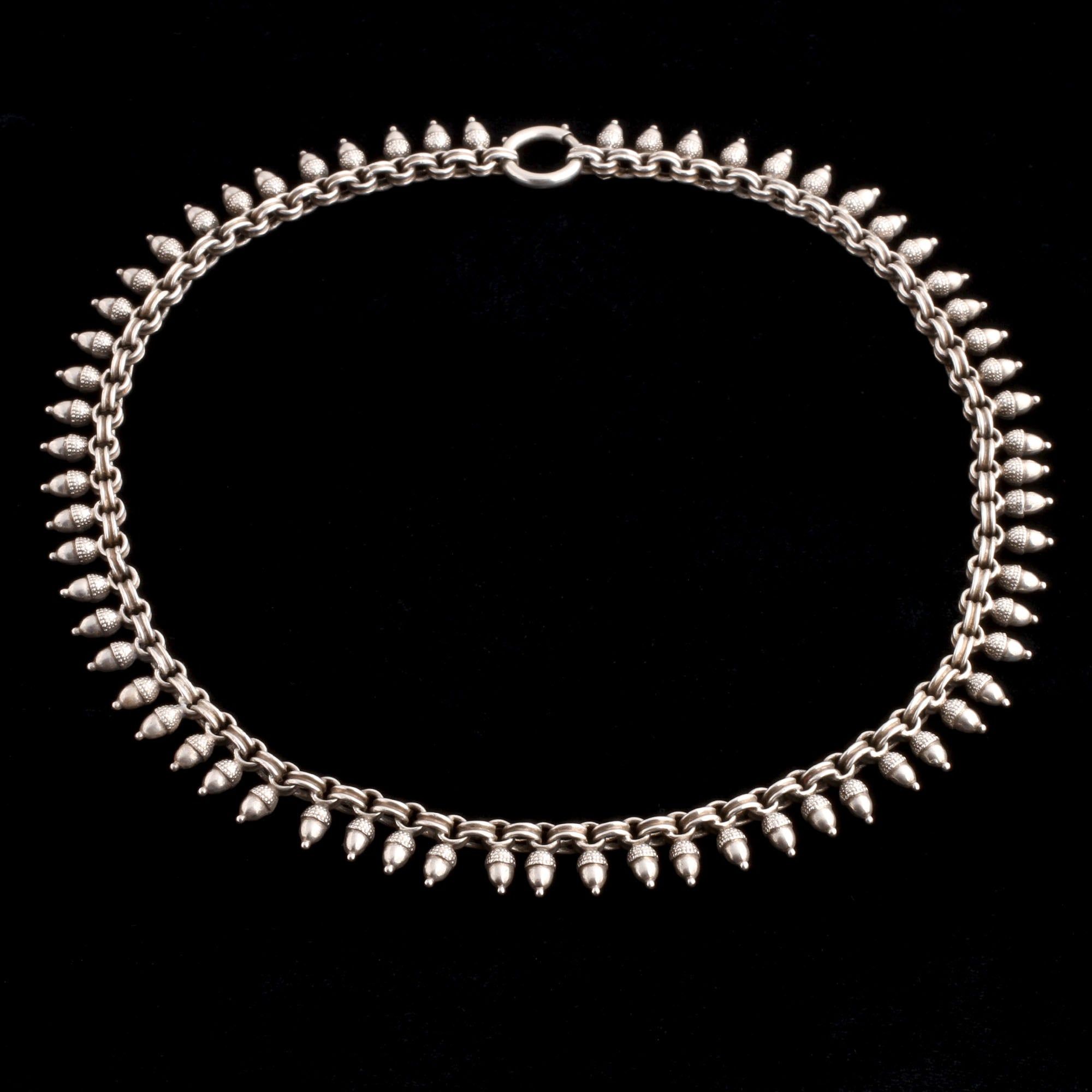Victorian Silver Acorn Necklace