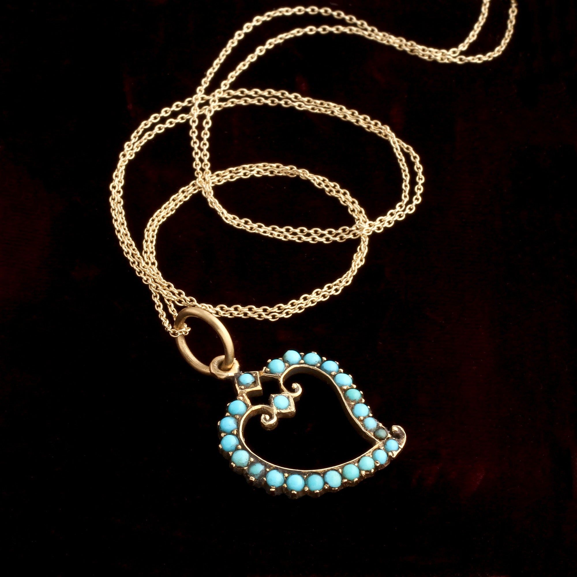 Detail of Victorian Turquoise Witch's Heart Necklace