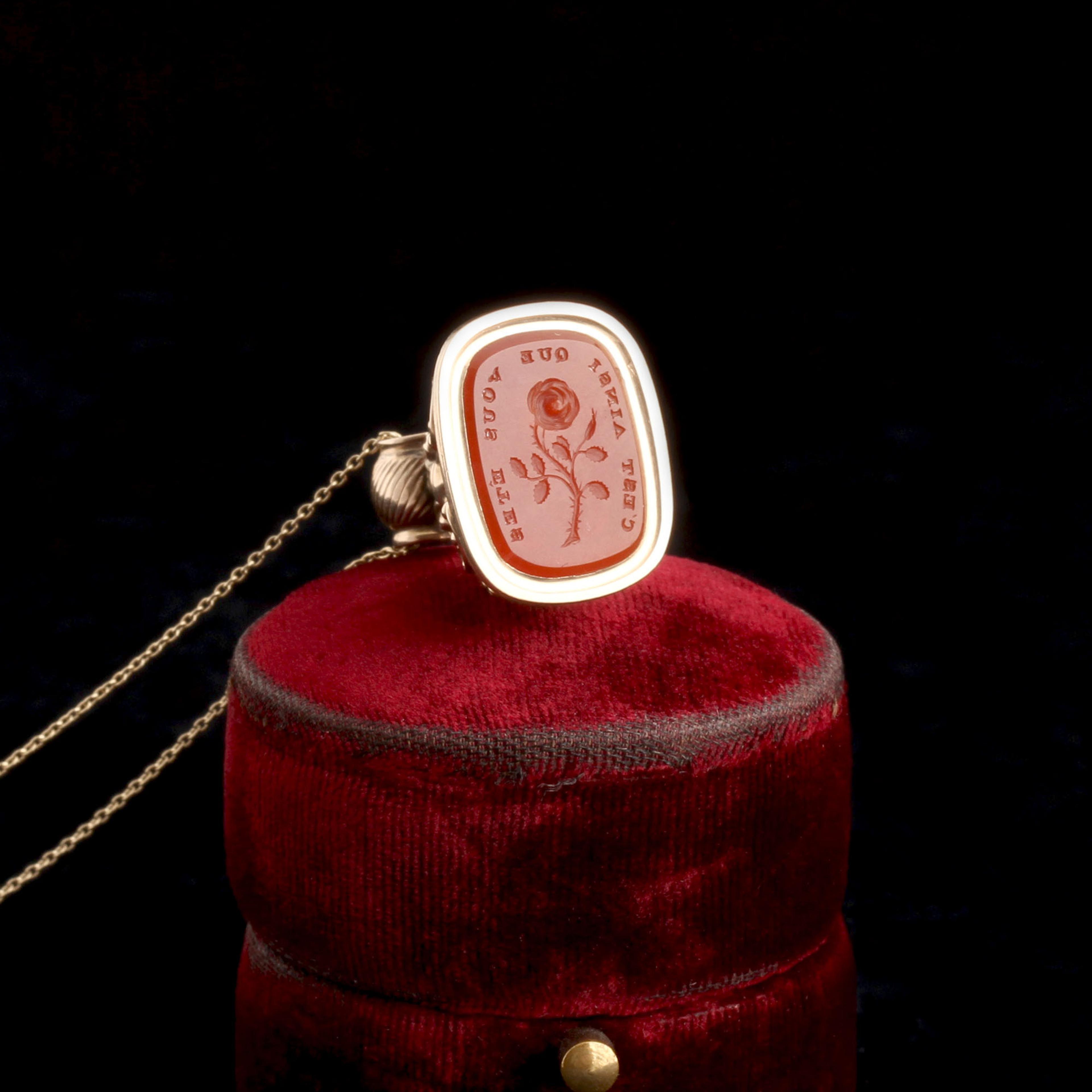 Georgian "C'est ainsi que vous êtes" Rose Seal Necklace