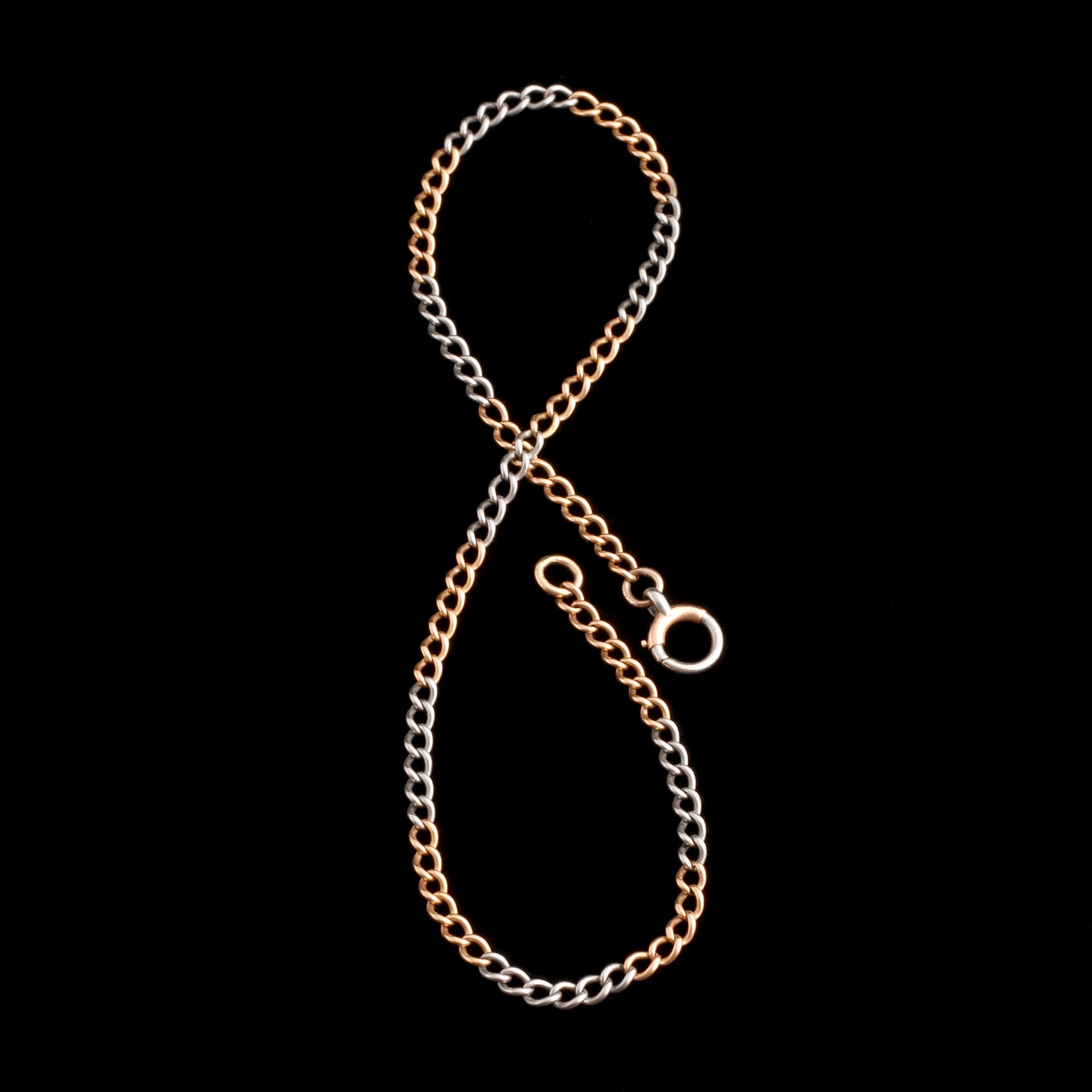 Detail of Early 20th Century Rose Gold & Platinum 15" Albert Chain