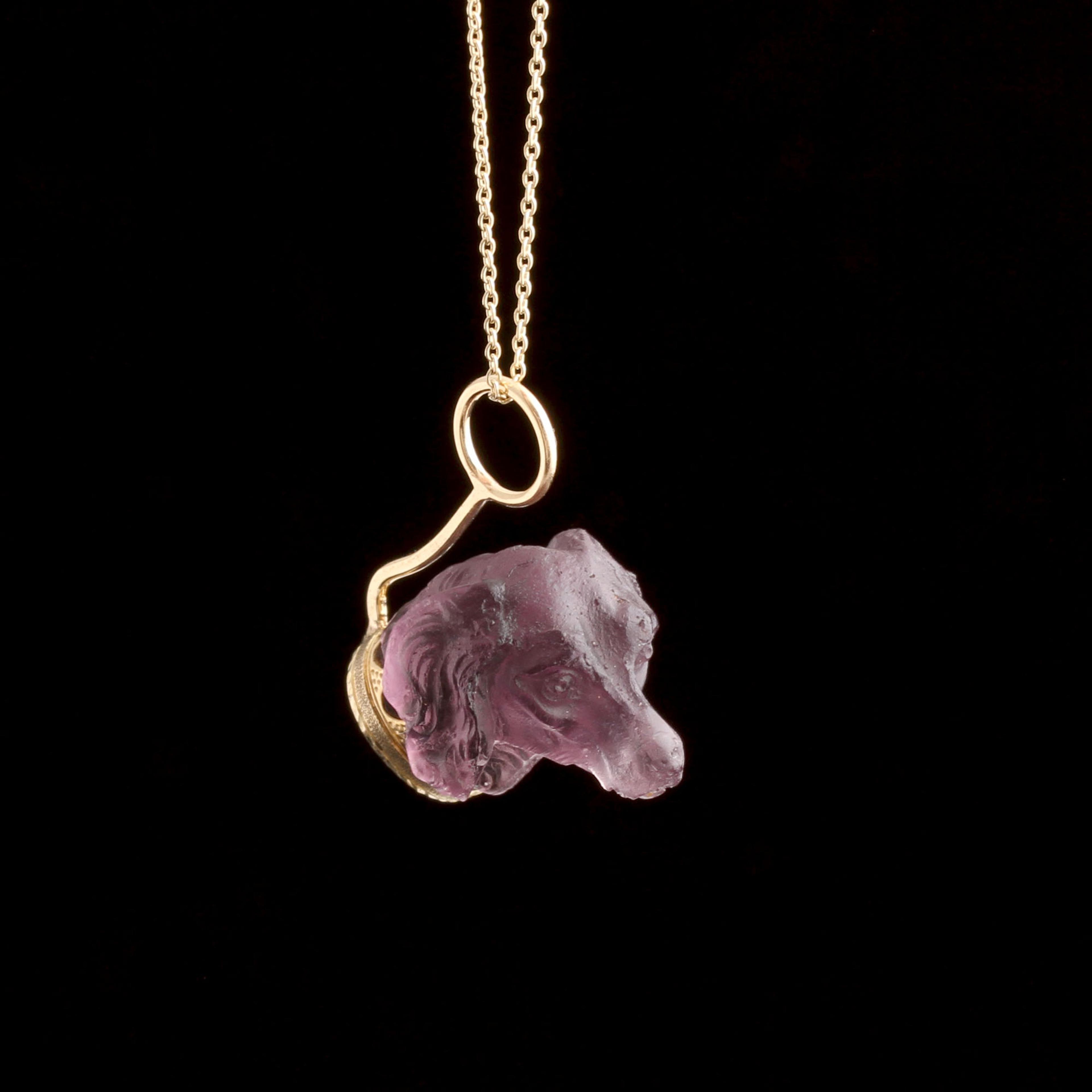 Victorian "Amethyst" Glass Spaniel Necklace