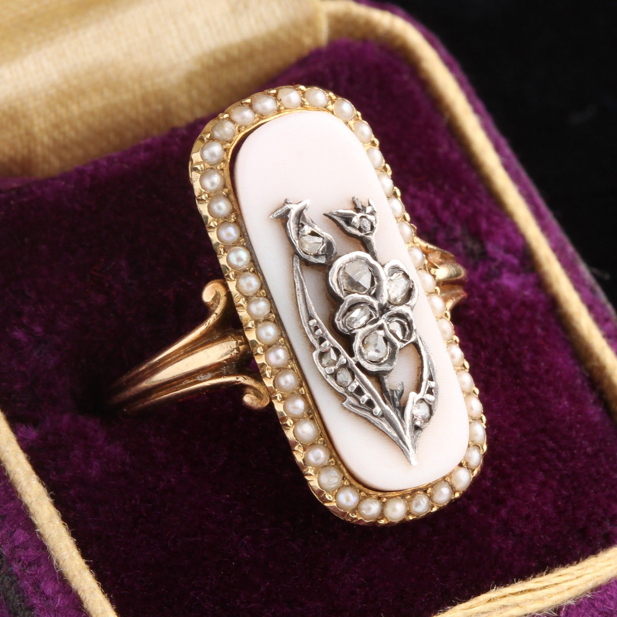 Detail of 19th Century French Diamond Pansy Ring