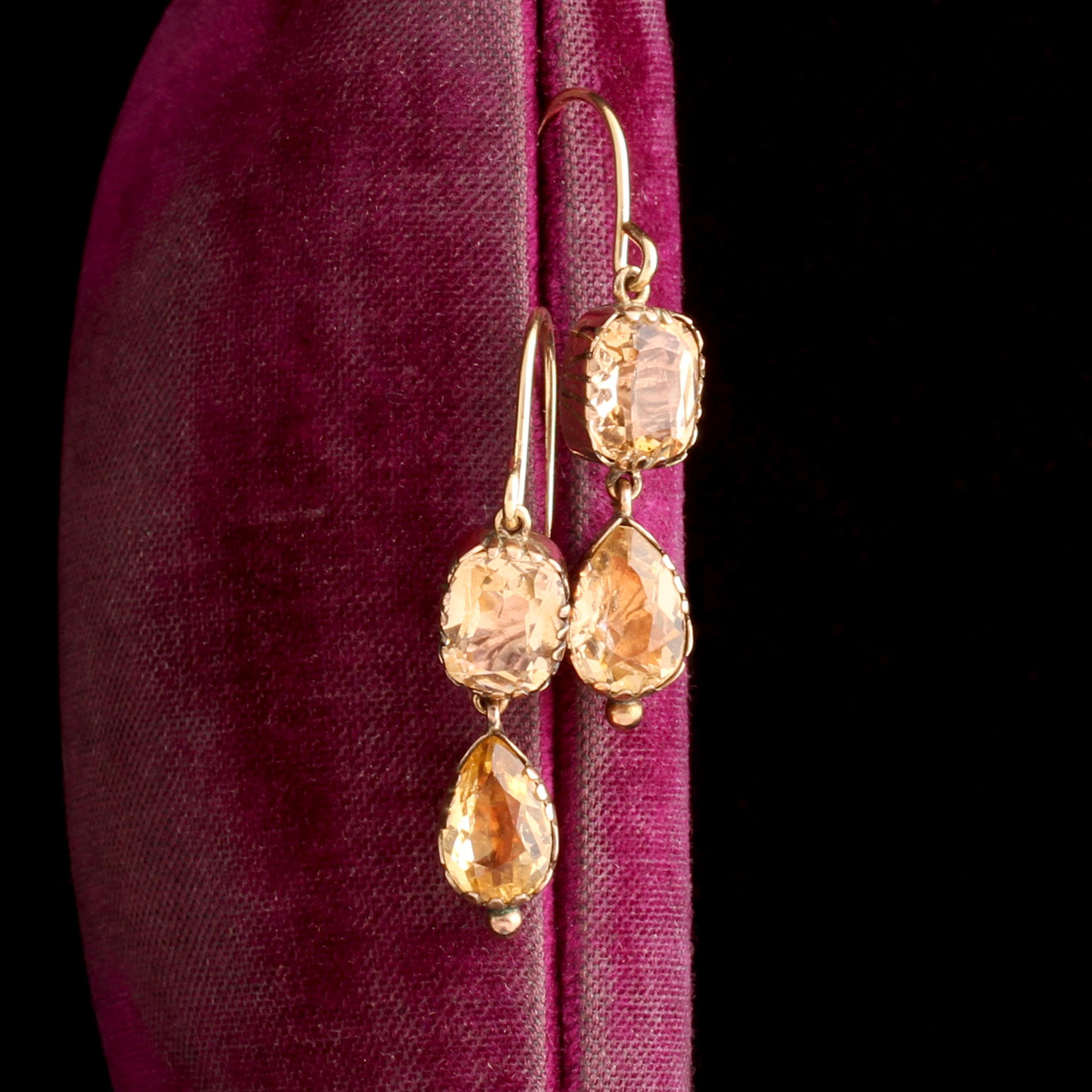 Georgian Foil Backed Citrine Earrings