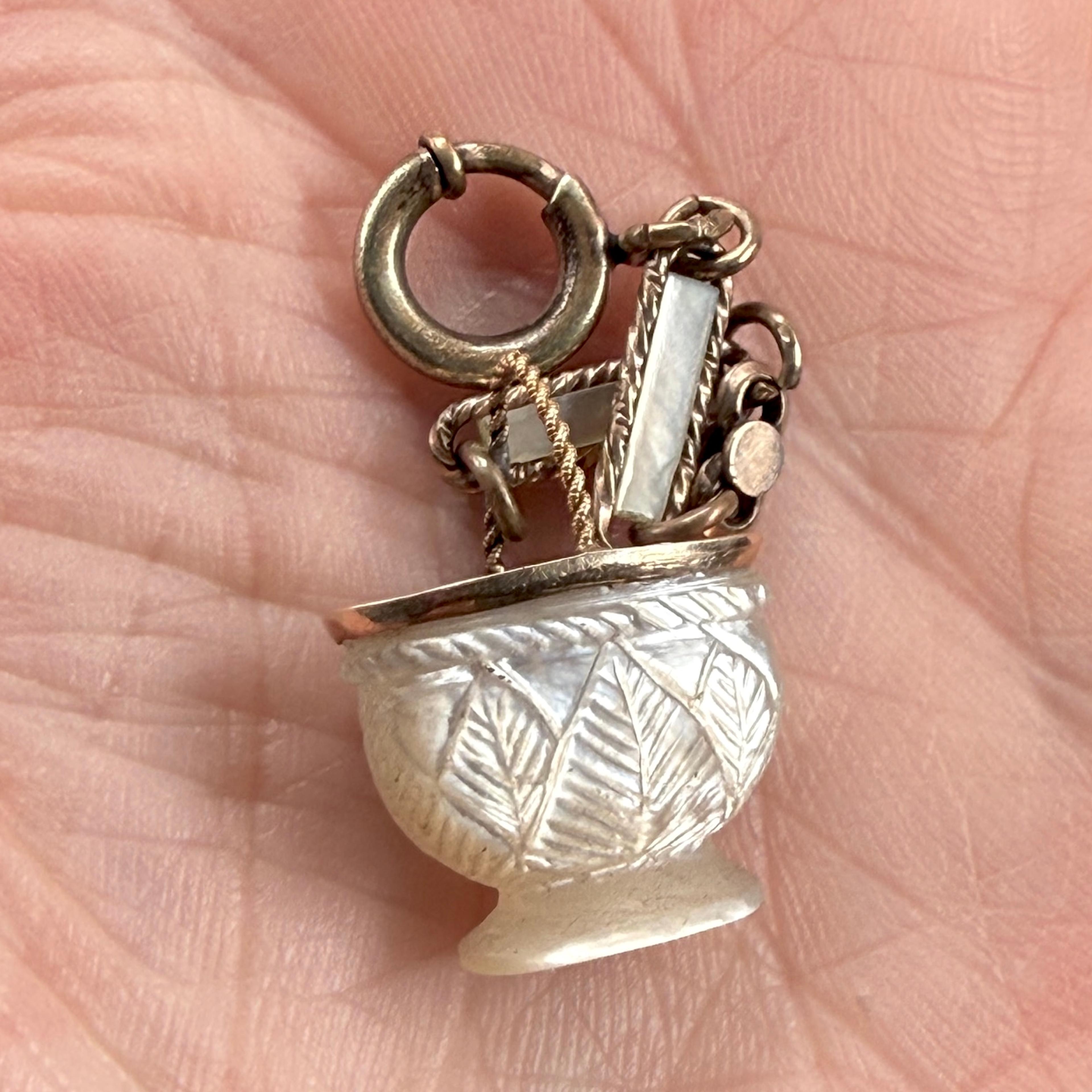 Mother of Pearl Basket Charm