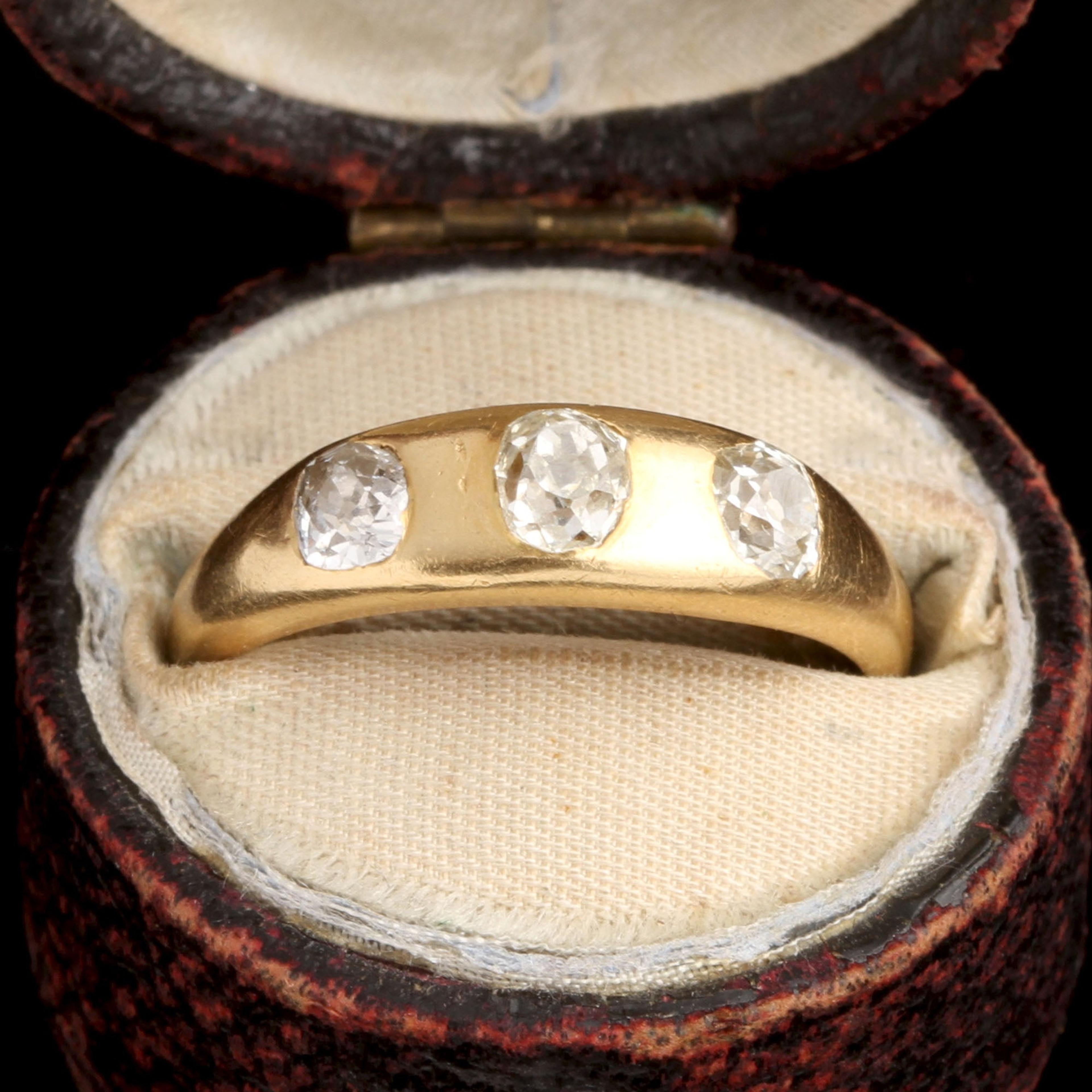 Victorian Old Mine Cut Diamond Three Stone Ring