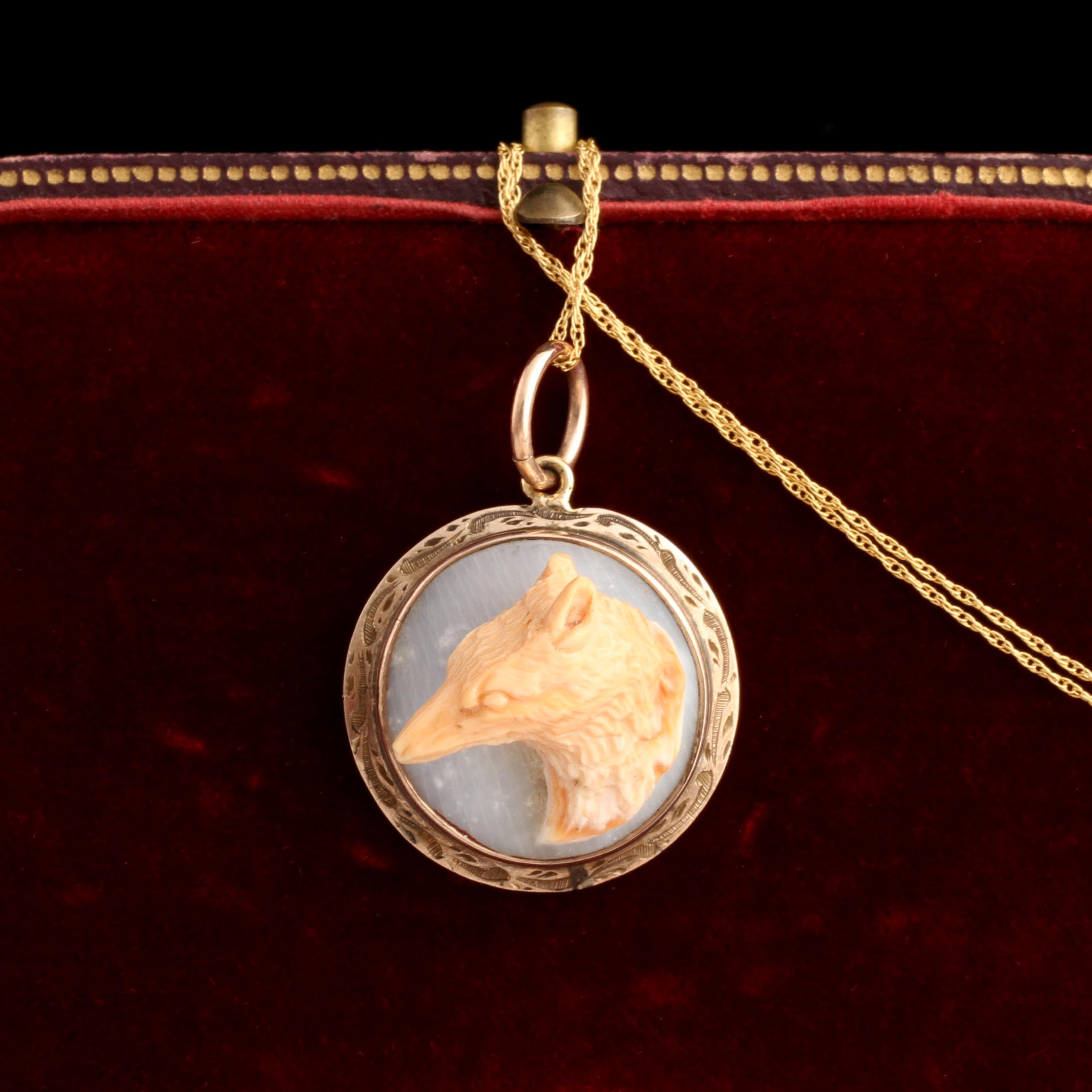 Victorian Fox Cameo Necklace