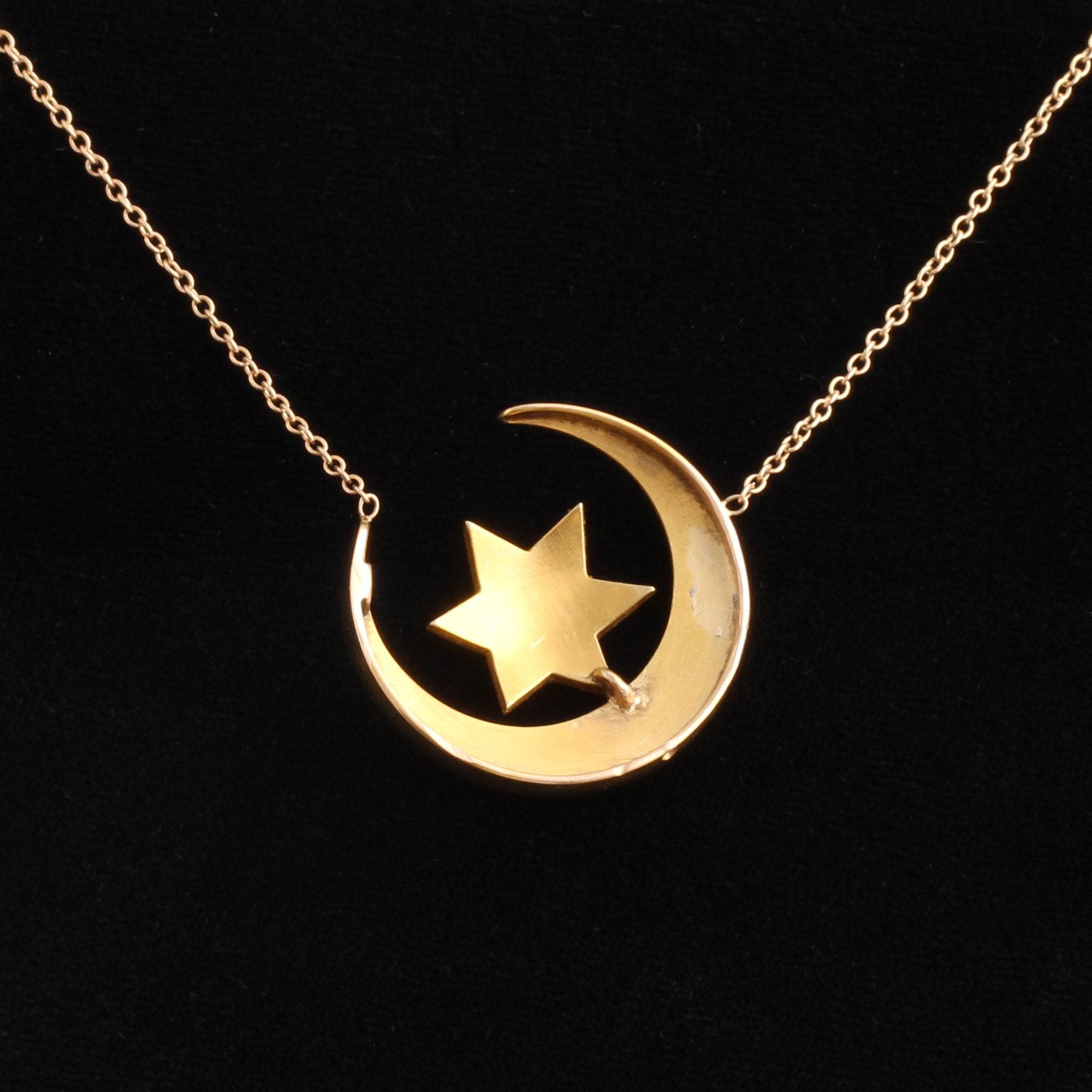 Victorian Moon and Star Necklace