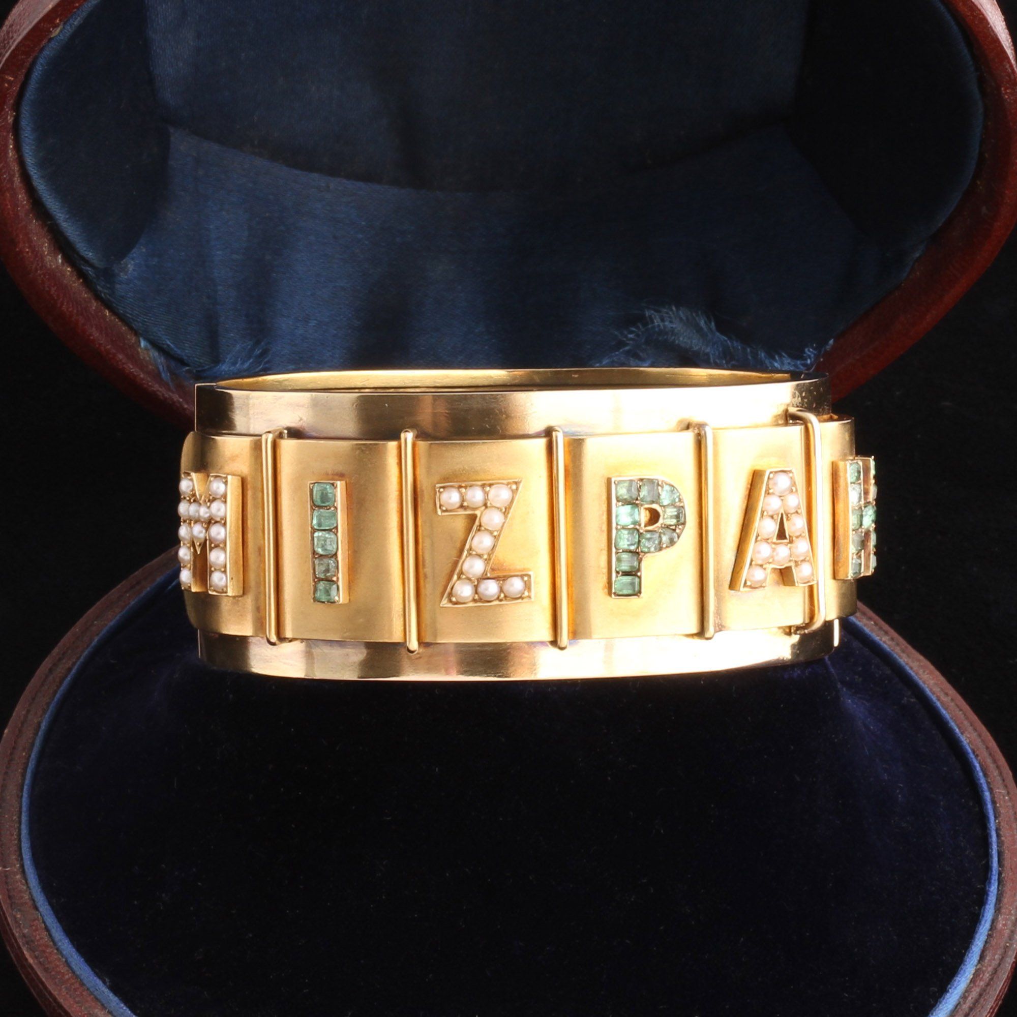 Victorian Emerald & Pearl Mizpah Bracelet