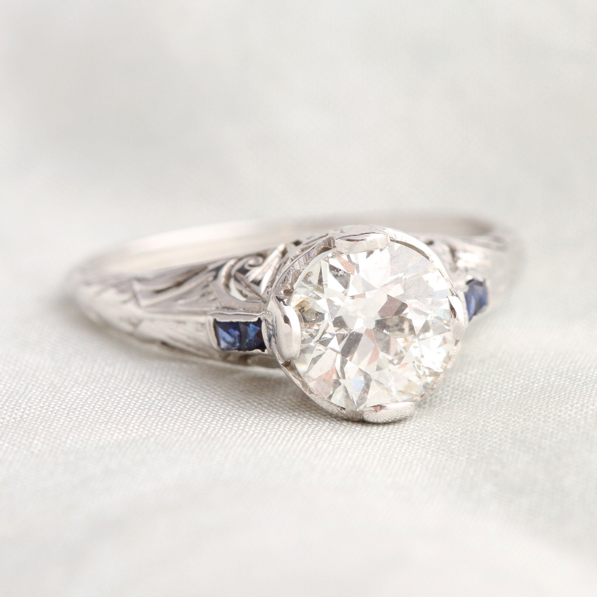 Art Deco 1.21ct Old European Cut Filigree Solitaire
