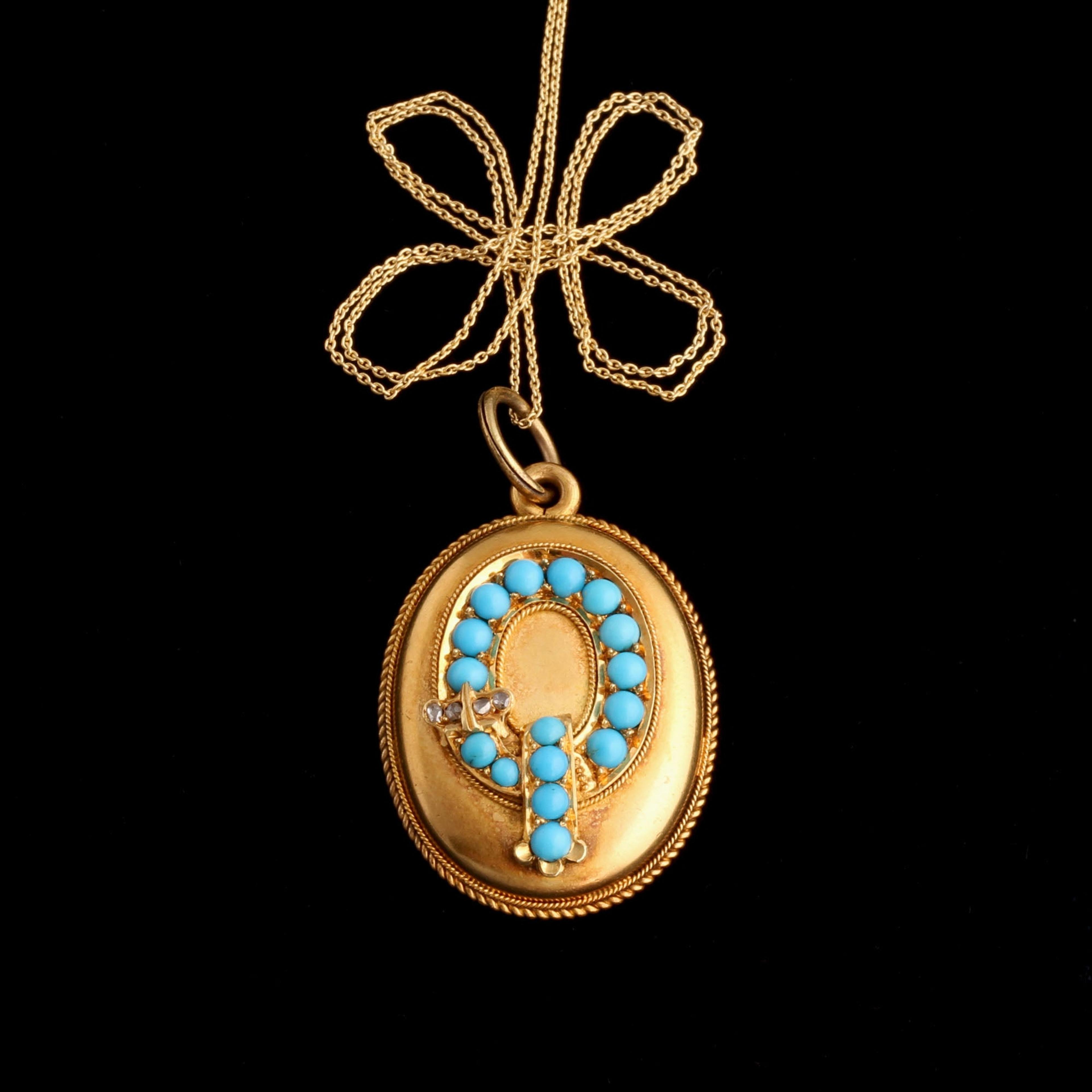 Victorian Turquoise & Diamond Garter Locket