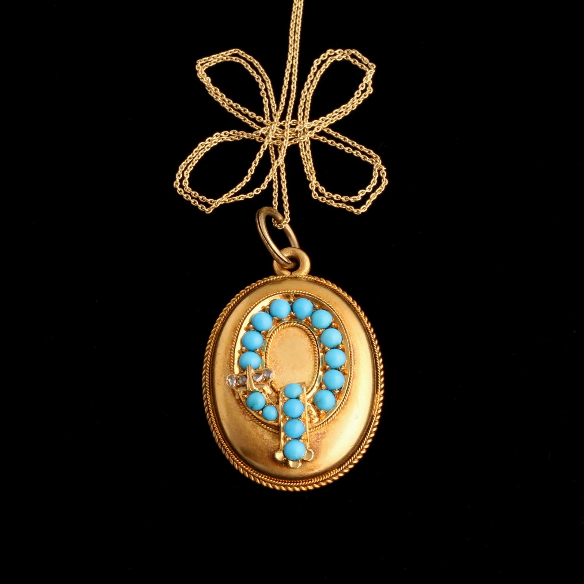 Victorian Turquoise & Diamond Garter Locket