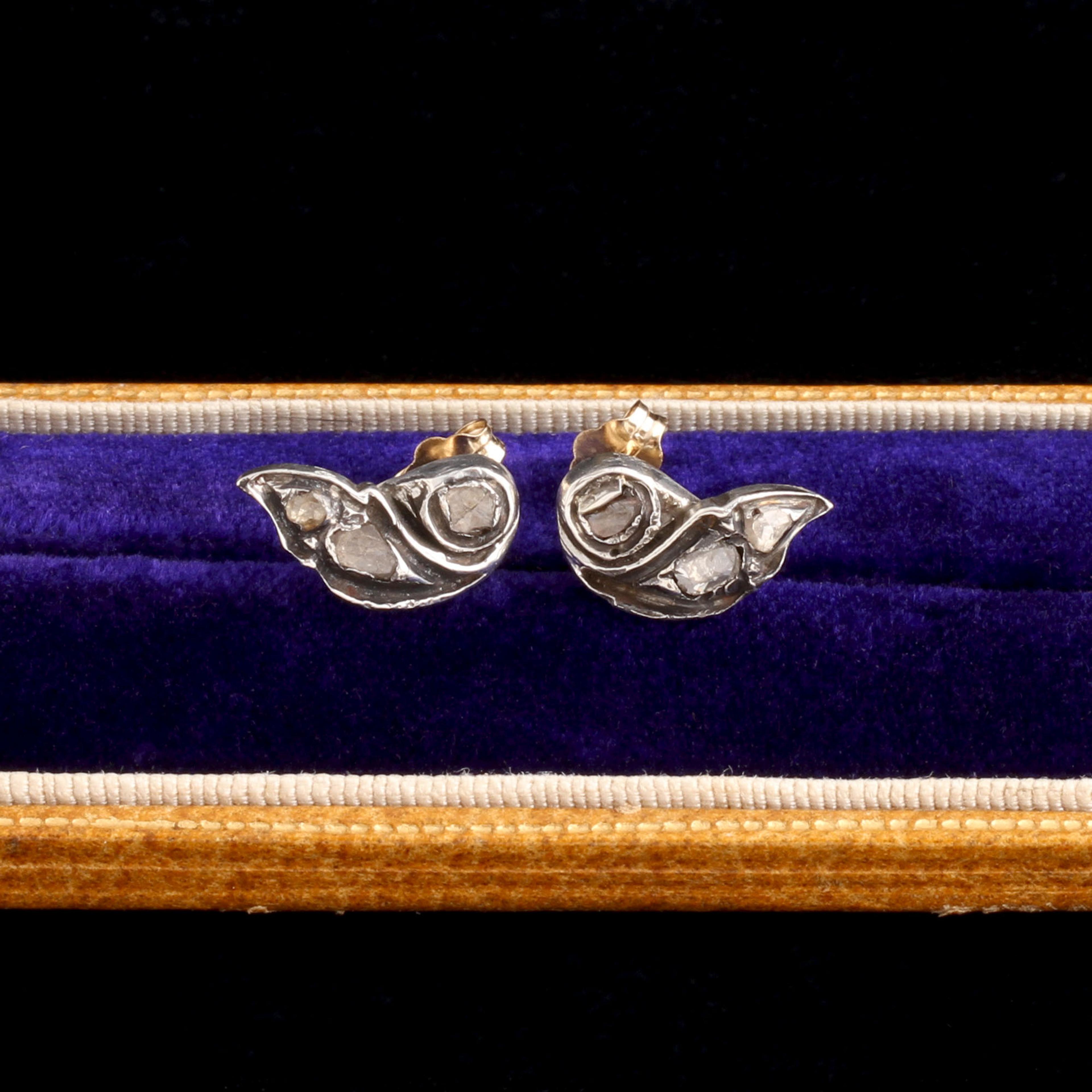 Georgian Rose Cut Diamond Swirl Studs