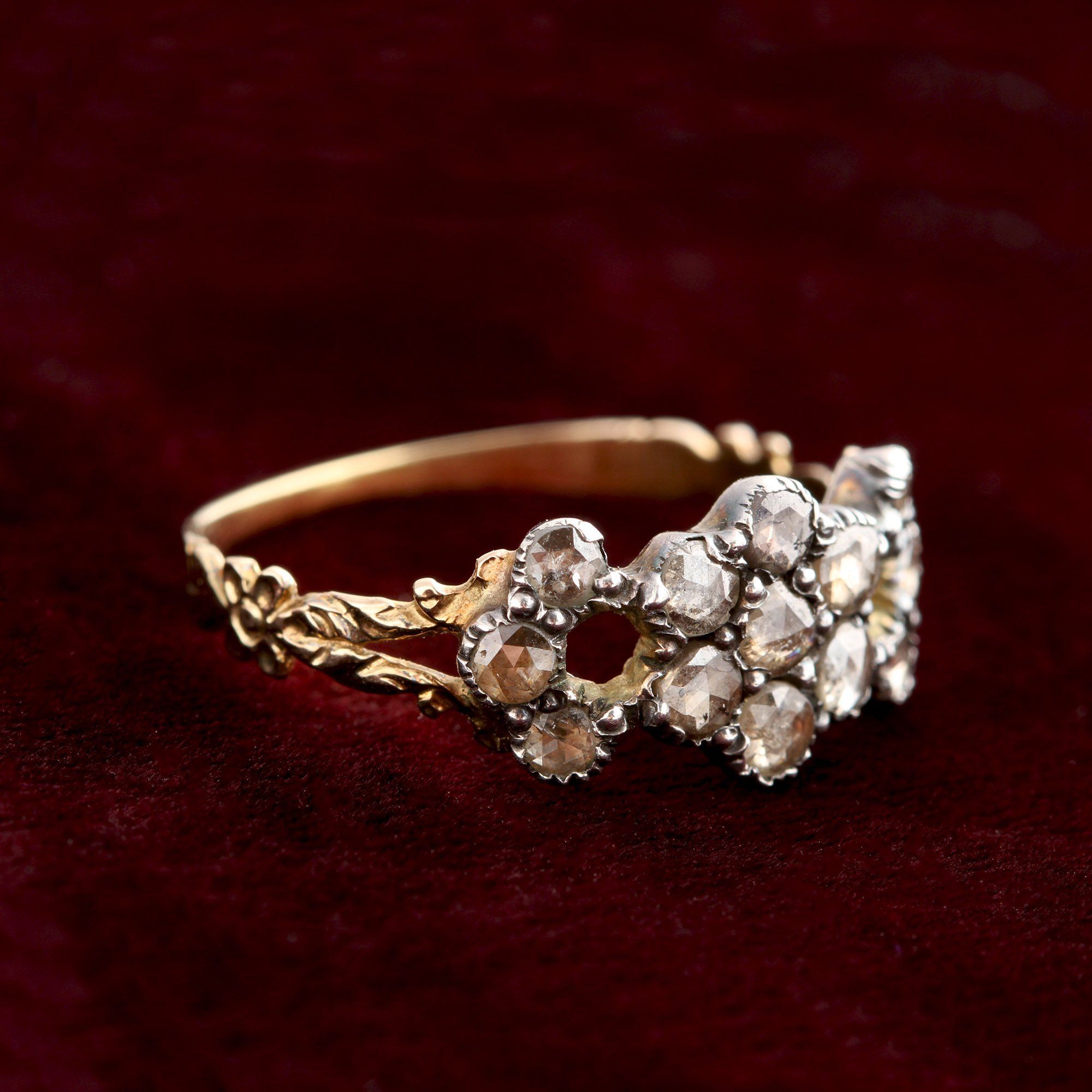 Georgian Rose Cut Diamond Cluster Ring