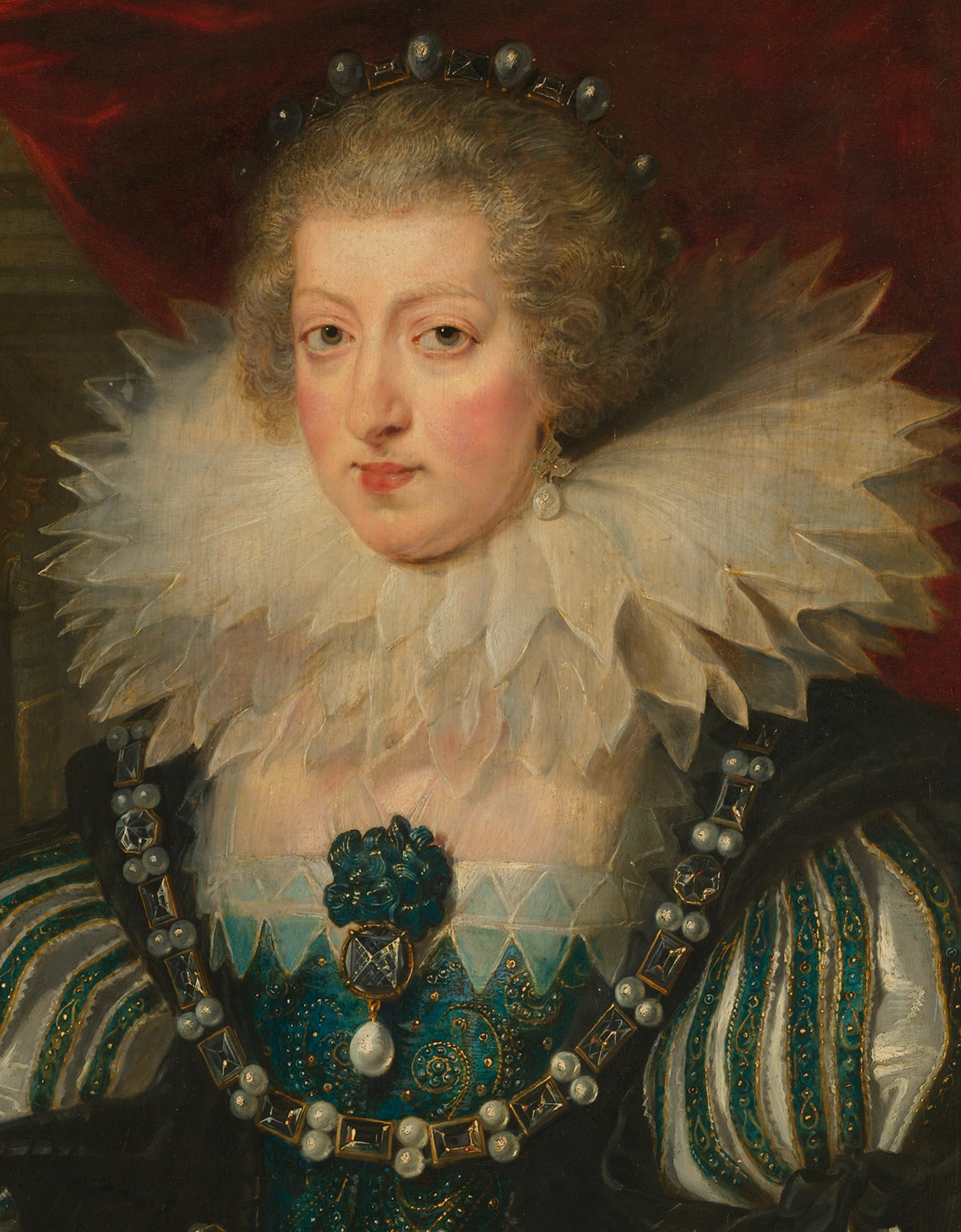 The 40-45 carat point-cut diamond known as le Duc d'Epernon. Anne of Austria by Peter Paul Rubens, between 1625-1626.