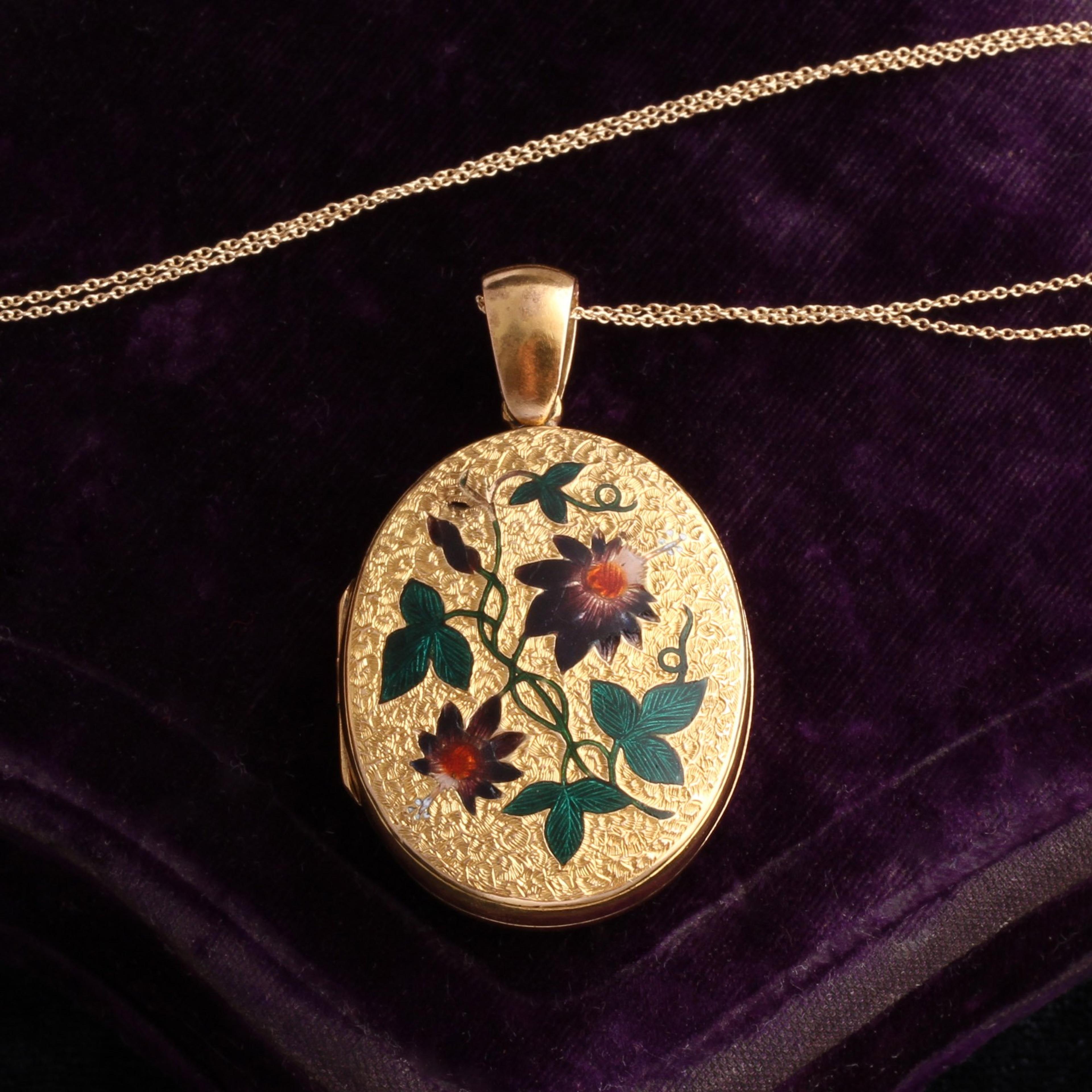 Victorian Gold and Enamel Passion Flower Locket