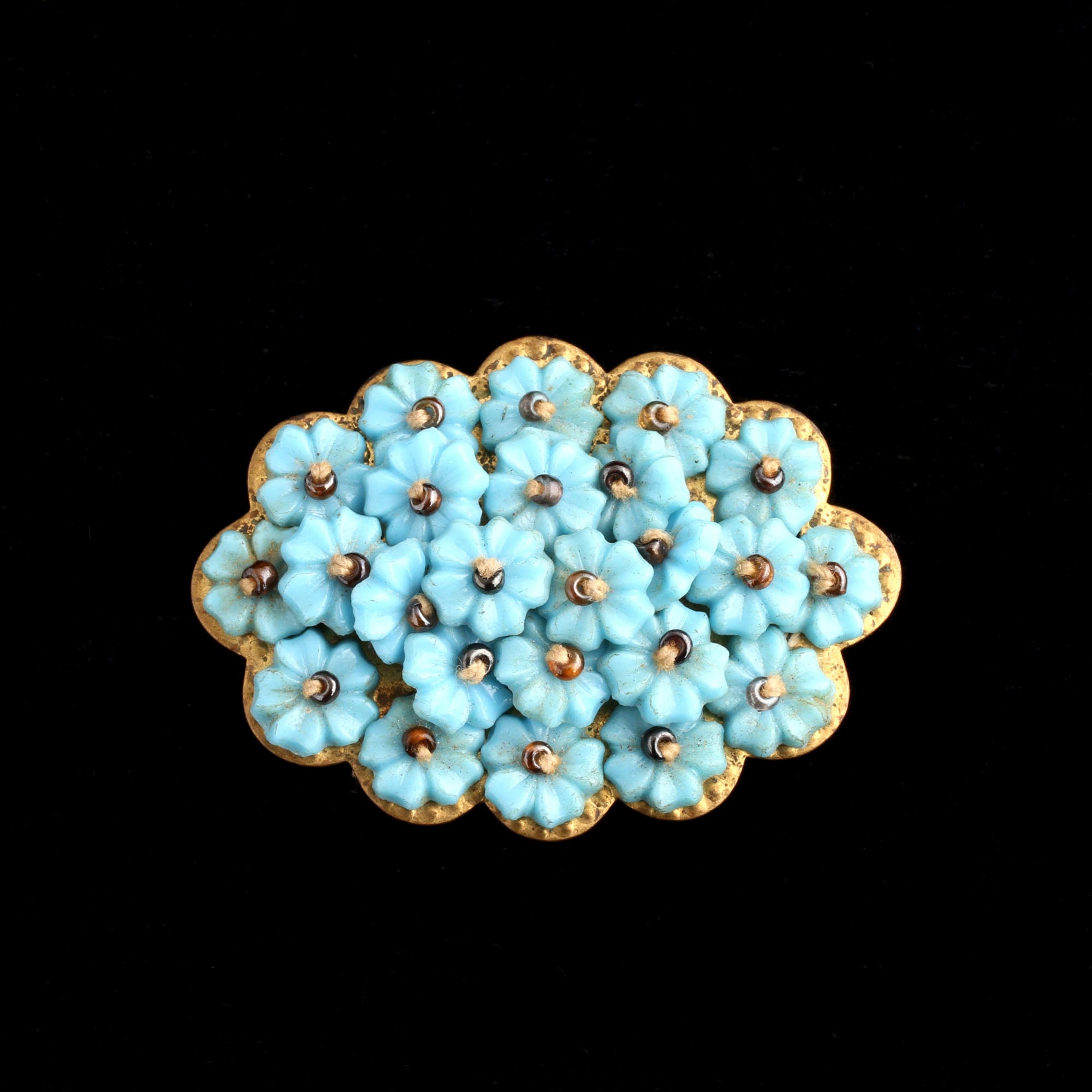 Victorian Forget Me Not Bead Brooch