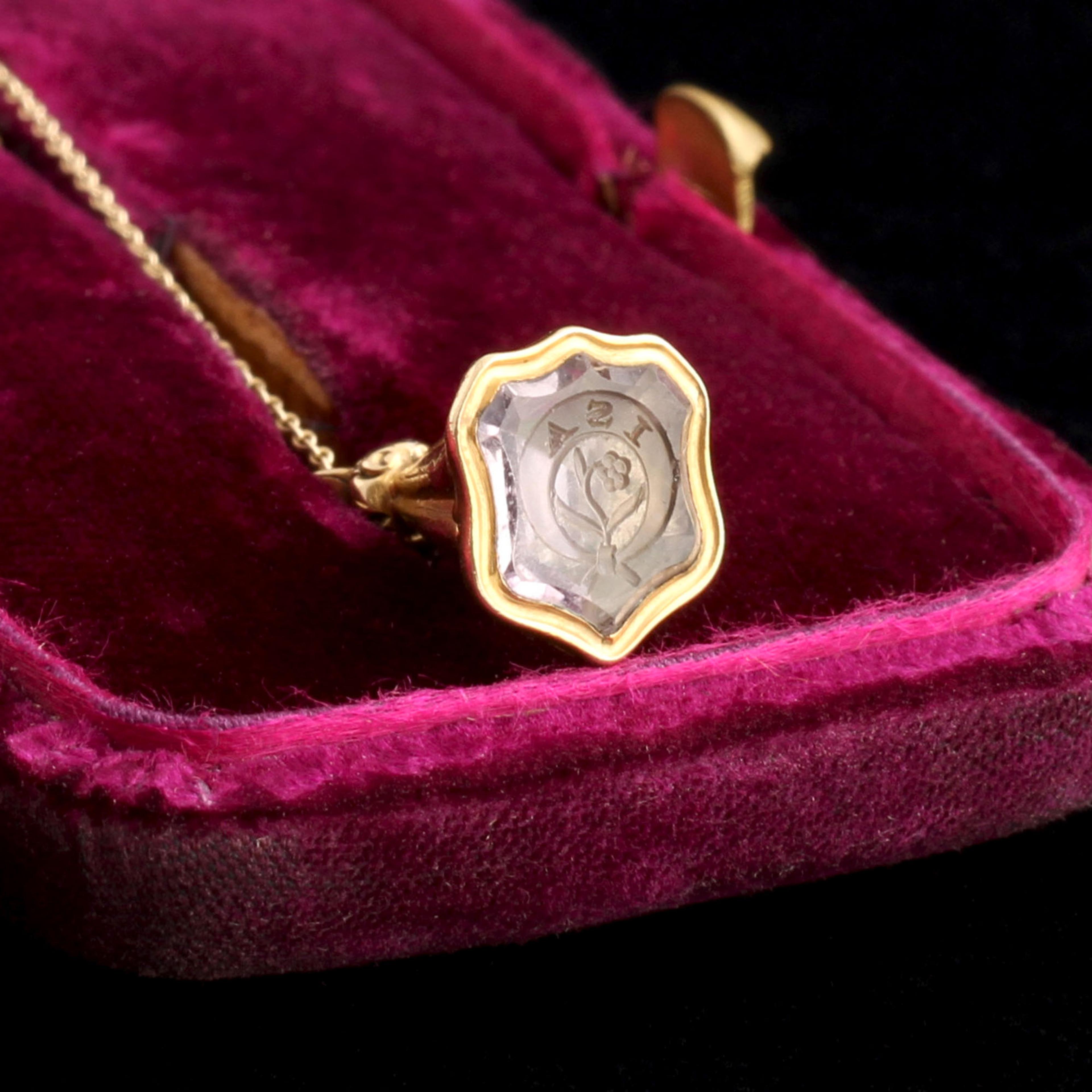 Georgian Amethyst "Isa" Forget Me Not Seal Necklace