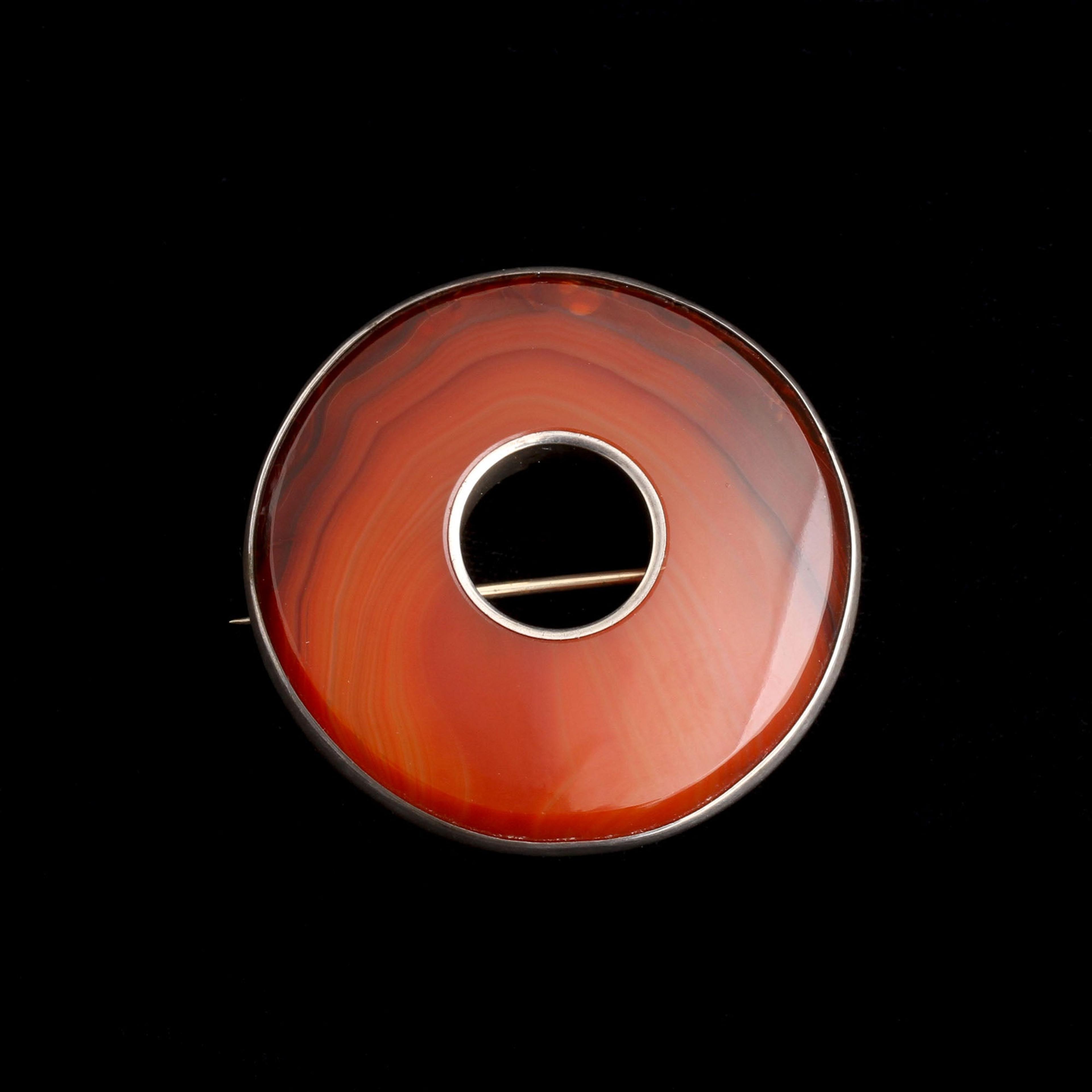 Victorian Scottish Carnelian Circle Brooch