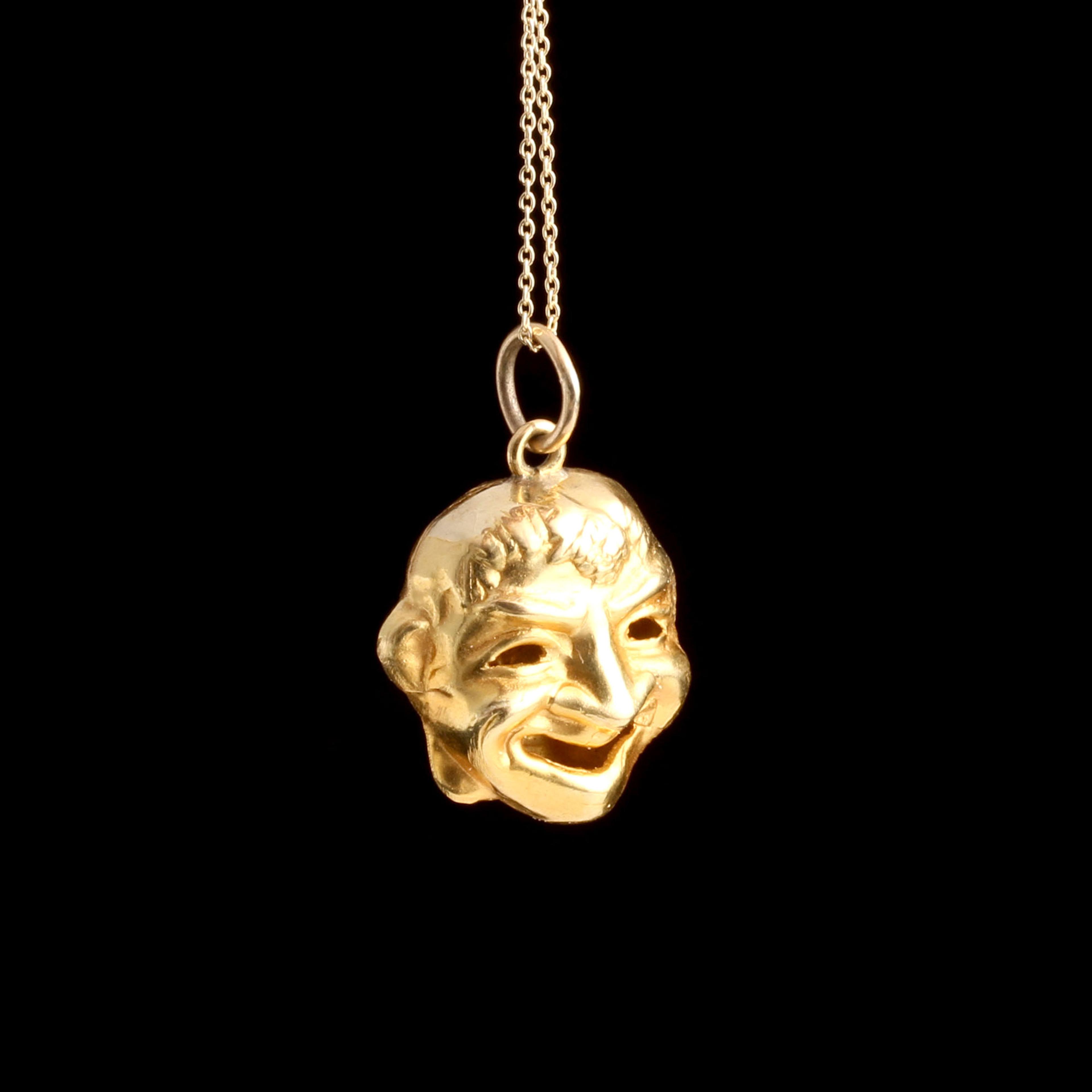 Detail of Victorian Comedy & Tragedy Greek Masks Necklace