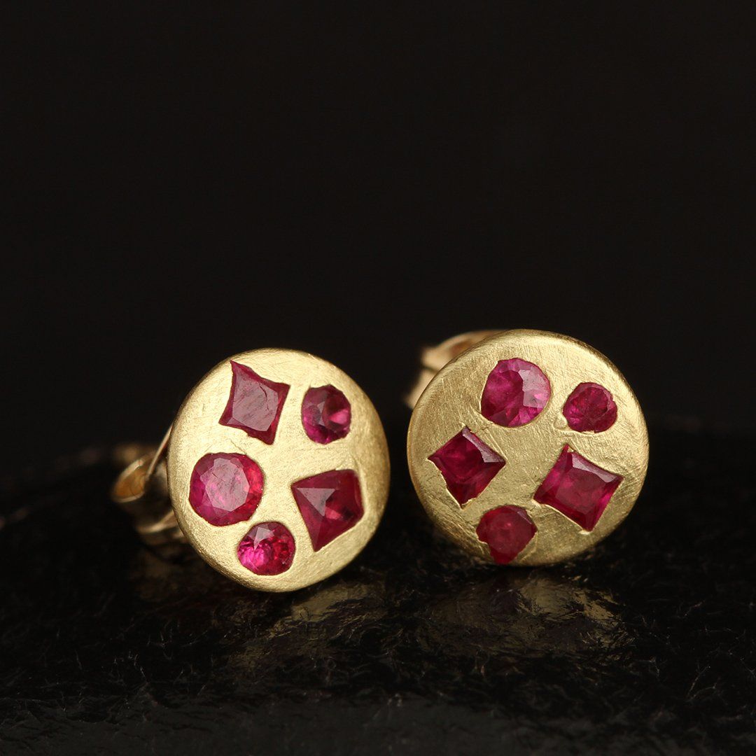 Ruby Disc Studs