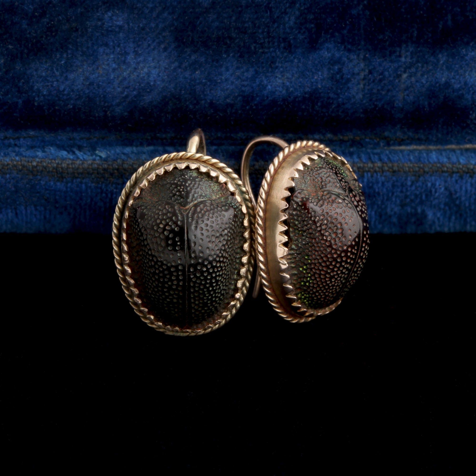 Victorian Scarab Beetle Earrings