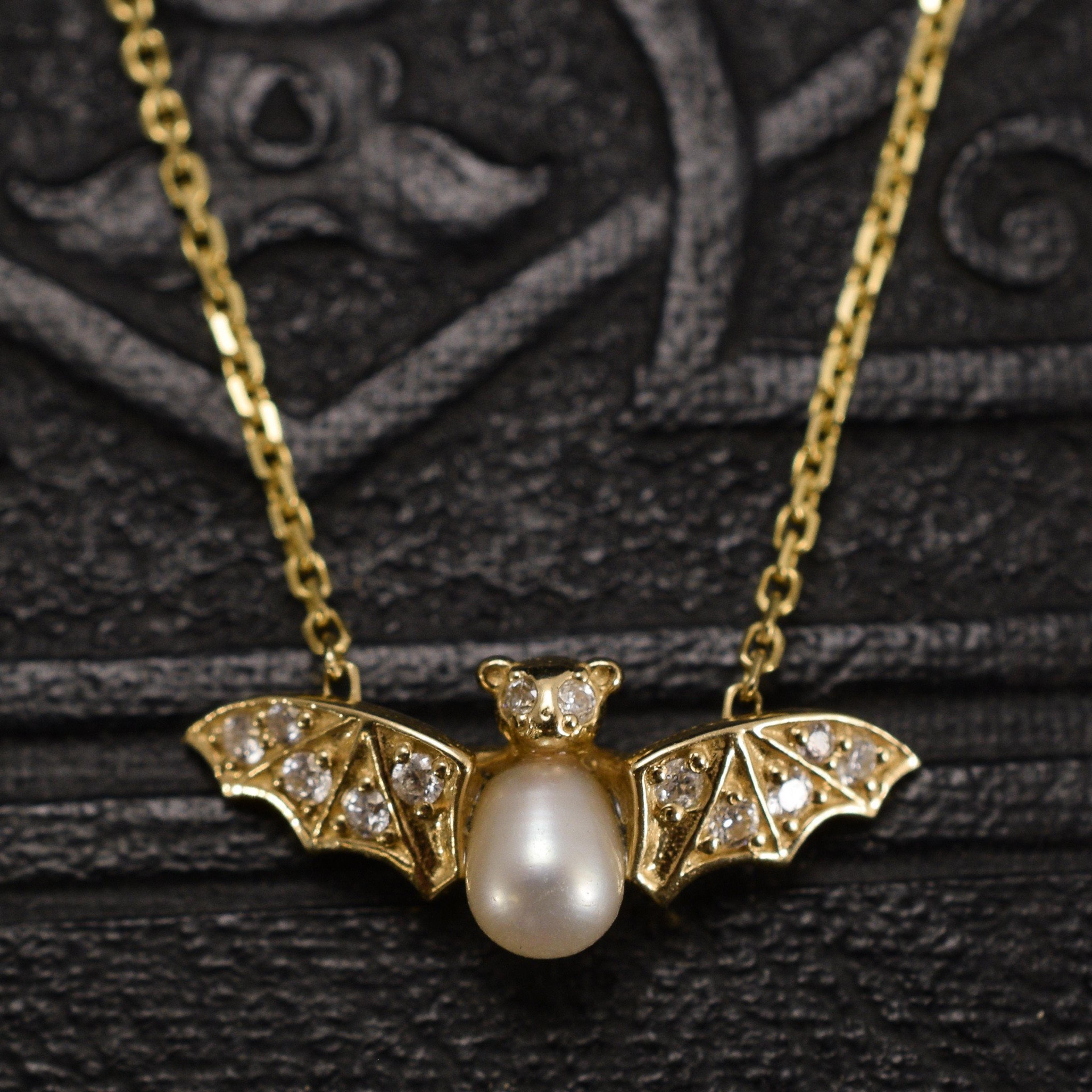 Detail of Jeweled Bat Necklace