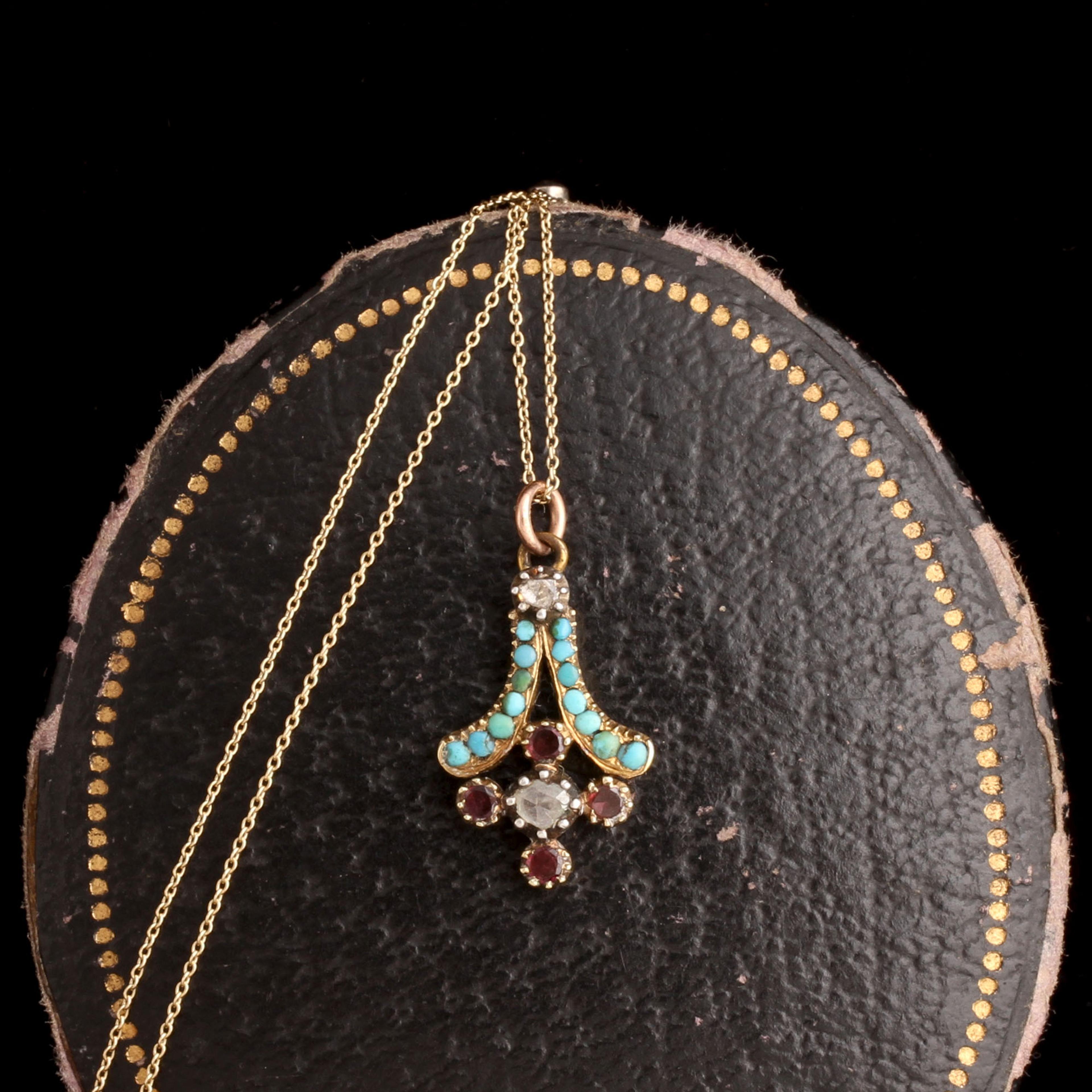 Detail of Georgian Gemstone Flower Pendant