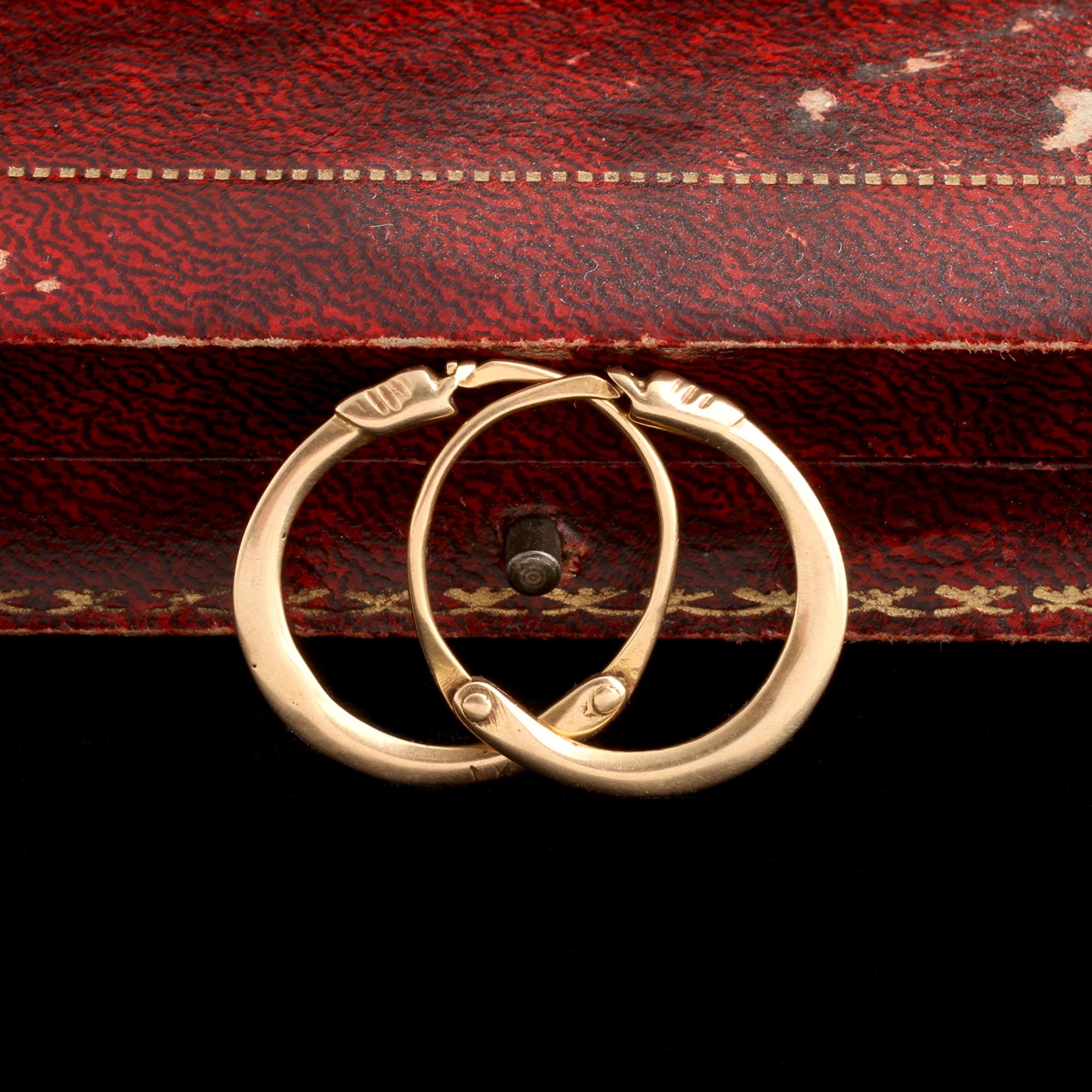 Mid 19th Century Sicilian Ouroboros Hoop Earrings