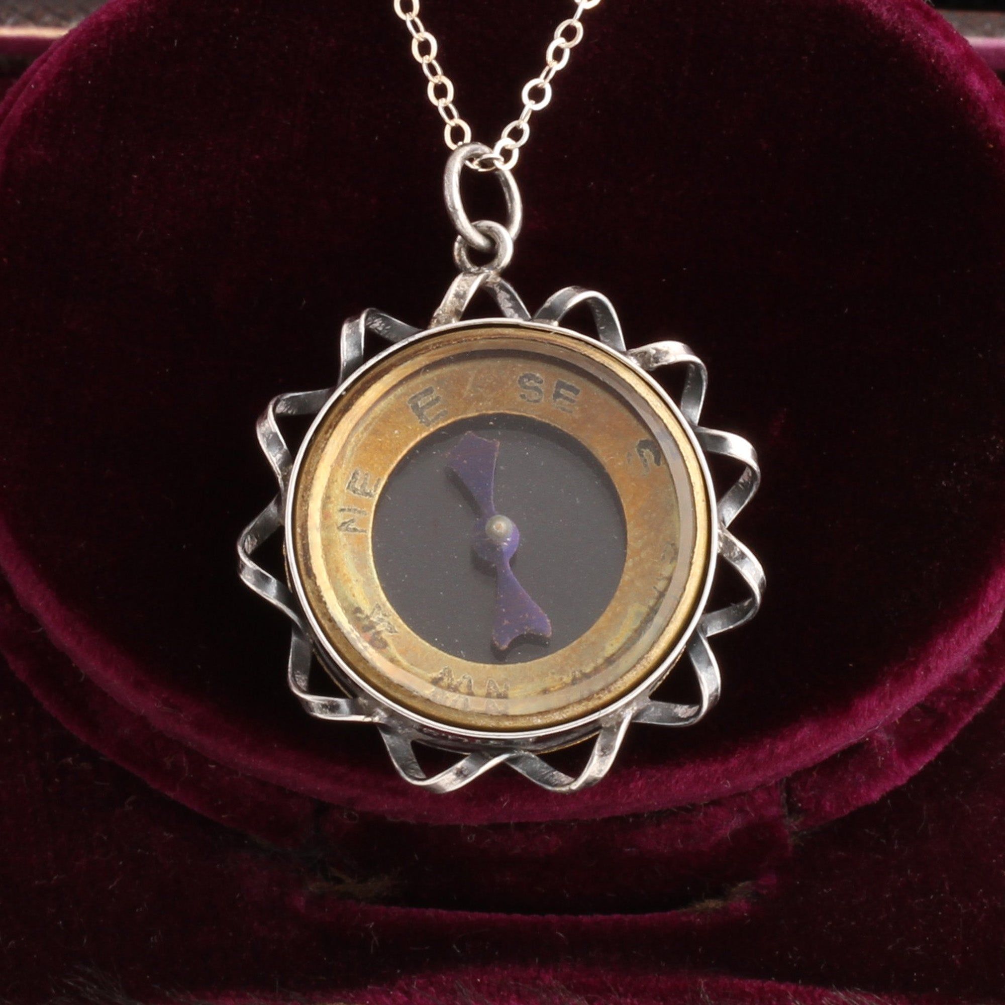 Edwardian Silver Compass Necklace