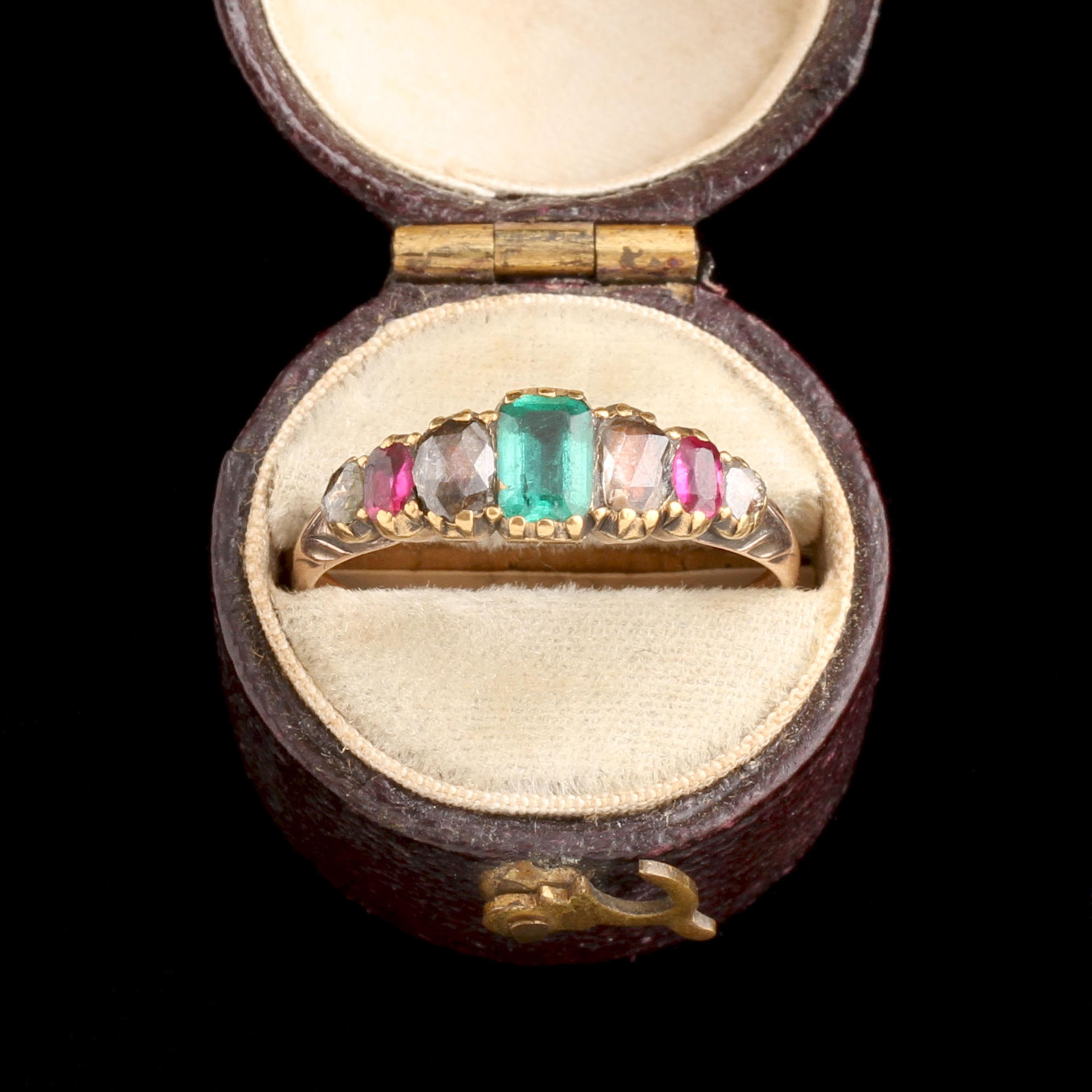 Georgian Multi-Colored Seven Stone Ring