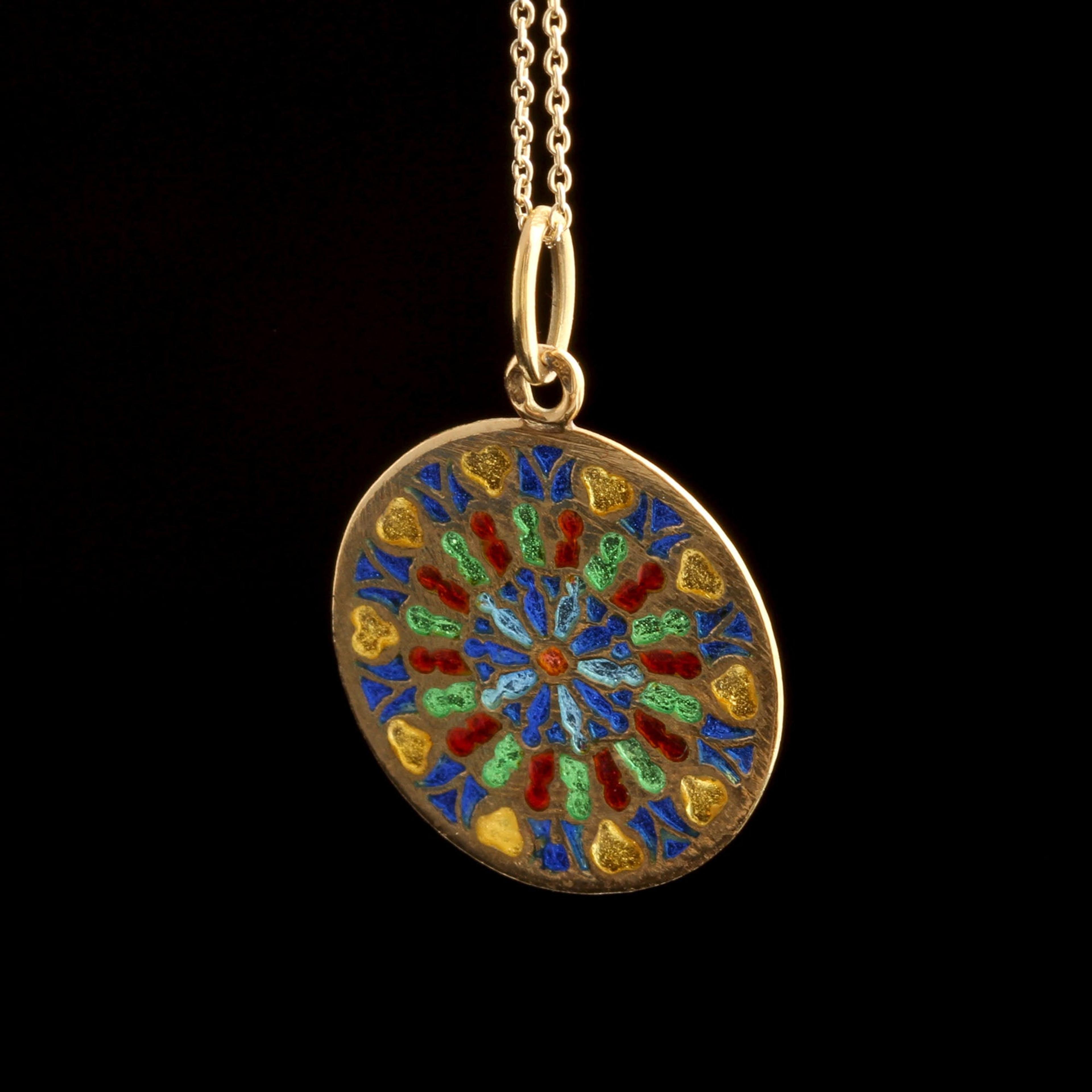 Vintage Plique a Jour Rose Window Pendant