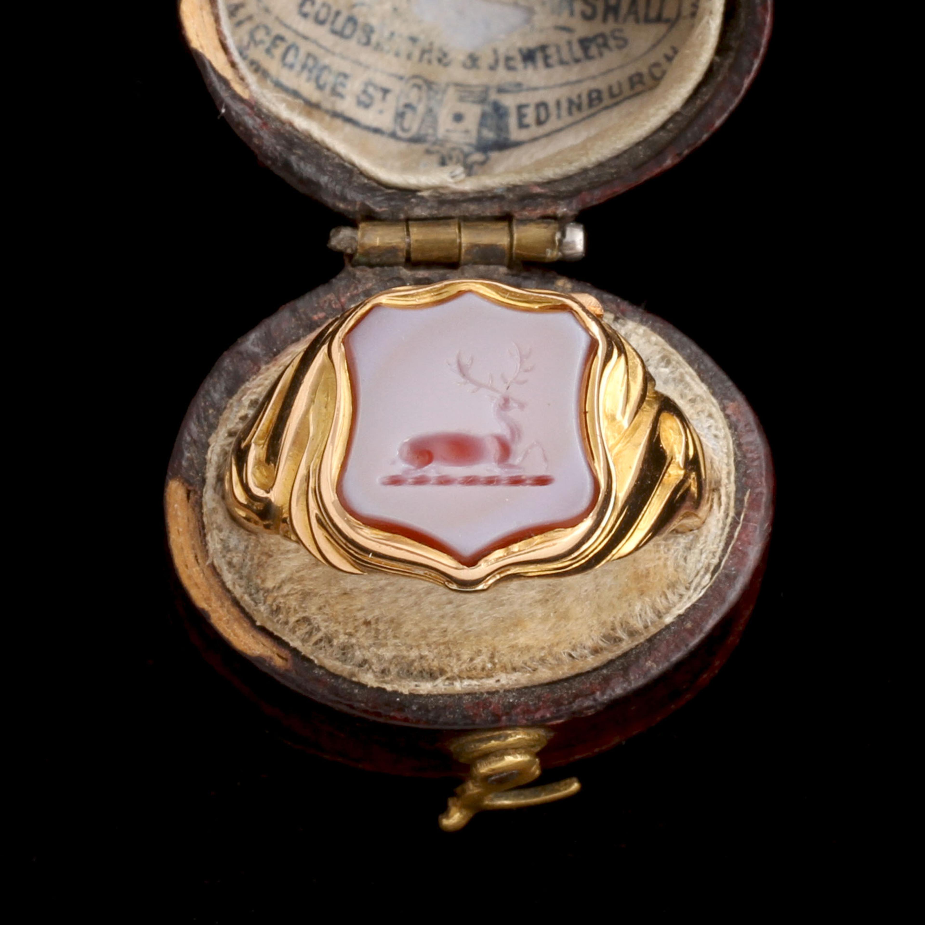 Victorian Stag Intaglio Locket Ring