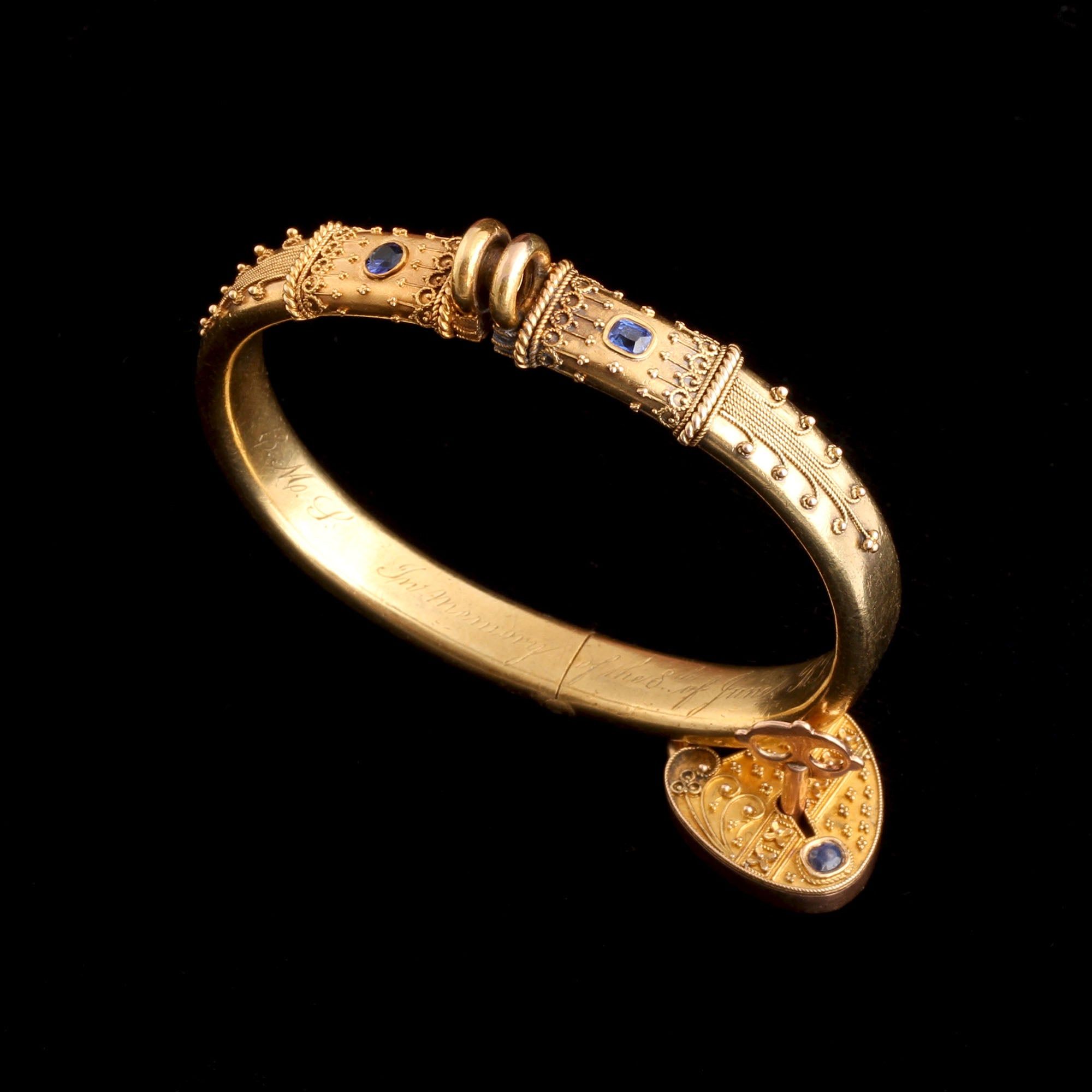 Mid Victorian Heart Padlock Sapphire Bangle — Erica Weiner