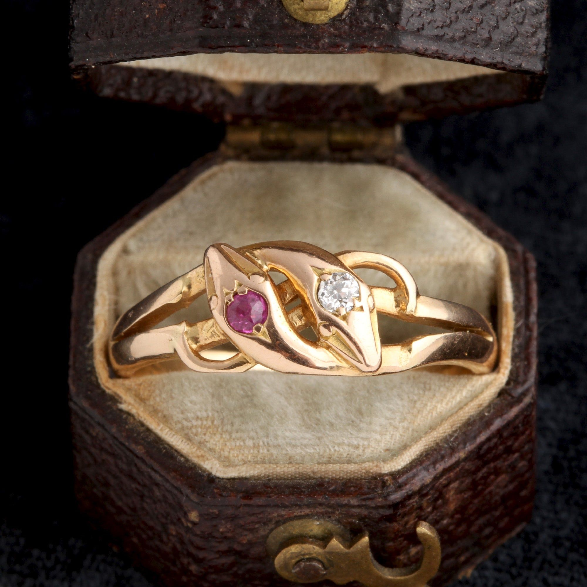 Victorian Ruby & Diamond Entwined Snakes Ring