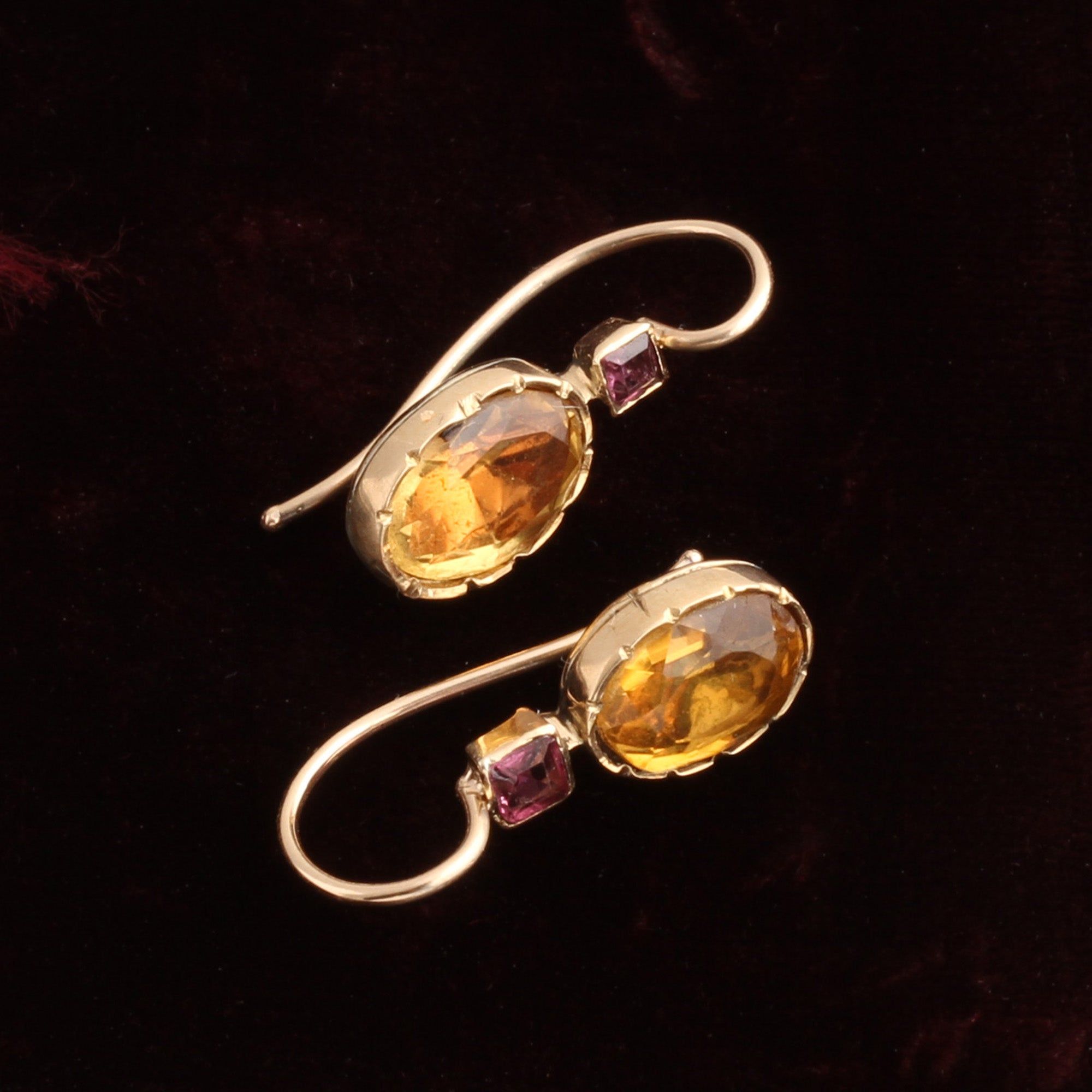 Georgian Citrine & Garnet Earrings