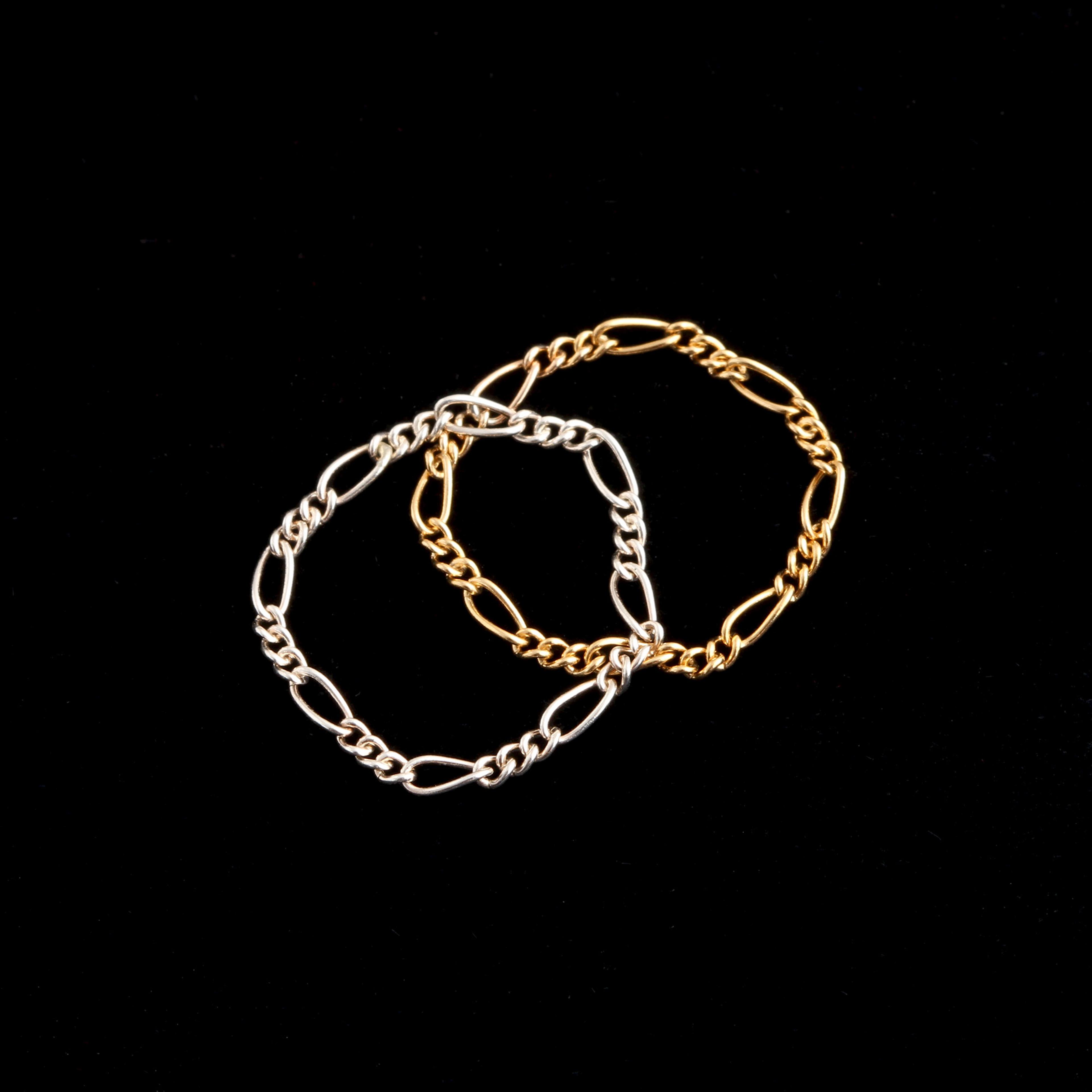 Detail of Gold Fill & Silver Cashmere Chain Rings