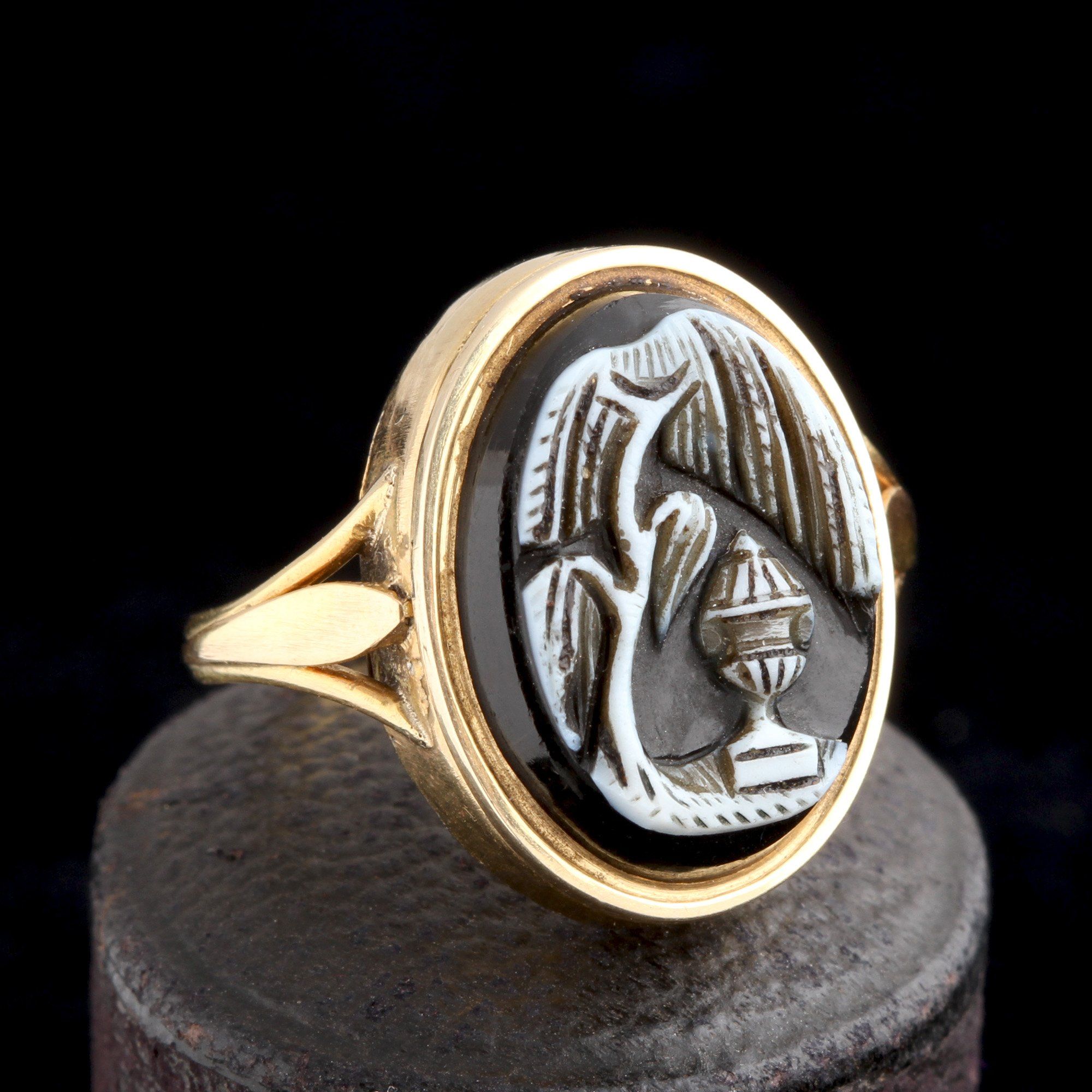 19th Century French Mourning Scene Cameo Ring