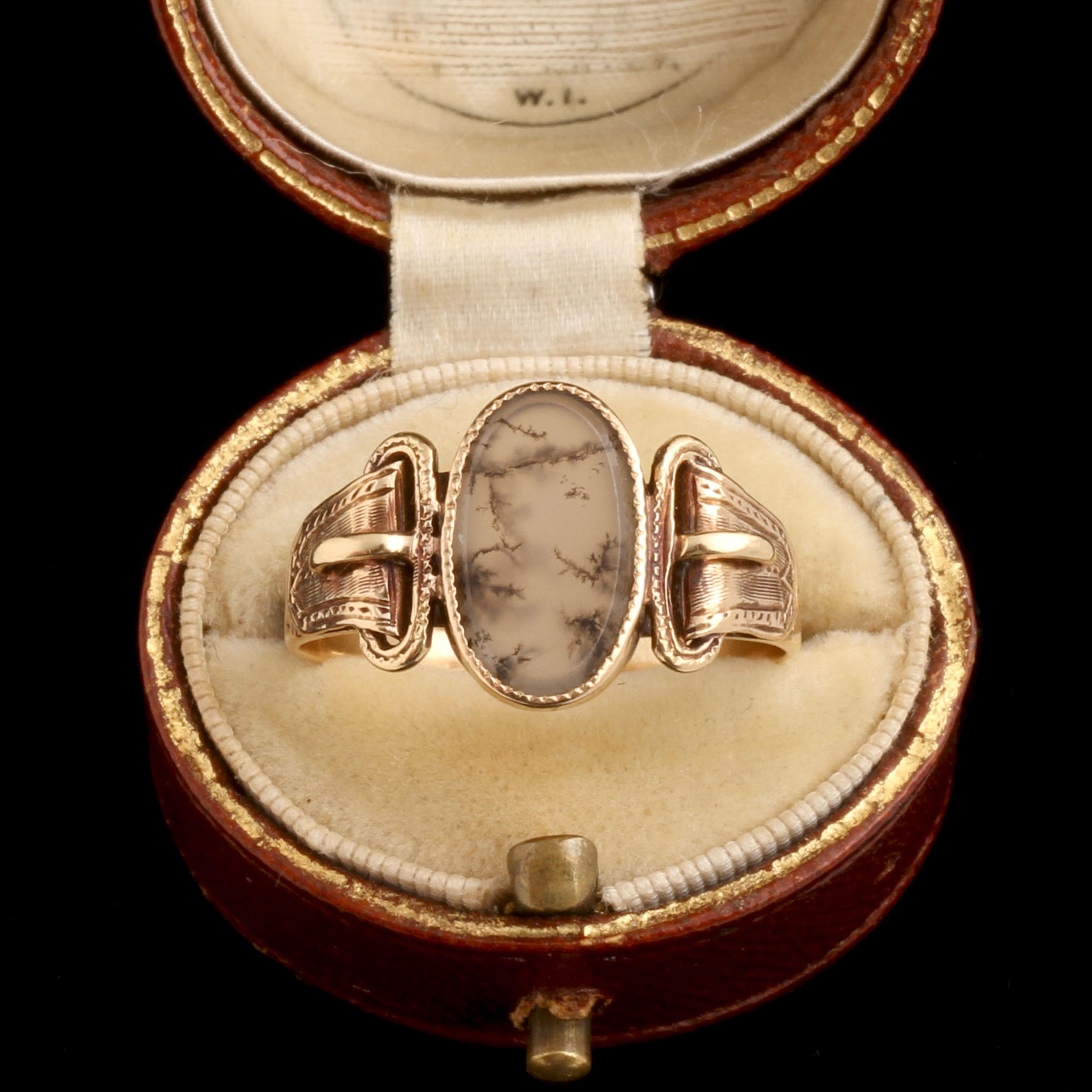 Victorian Dendritic Agate Buckle Ring