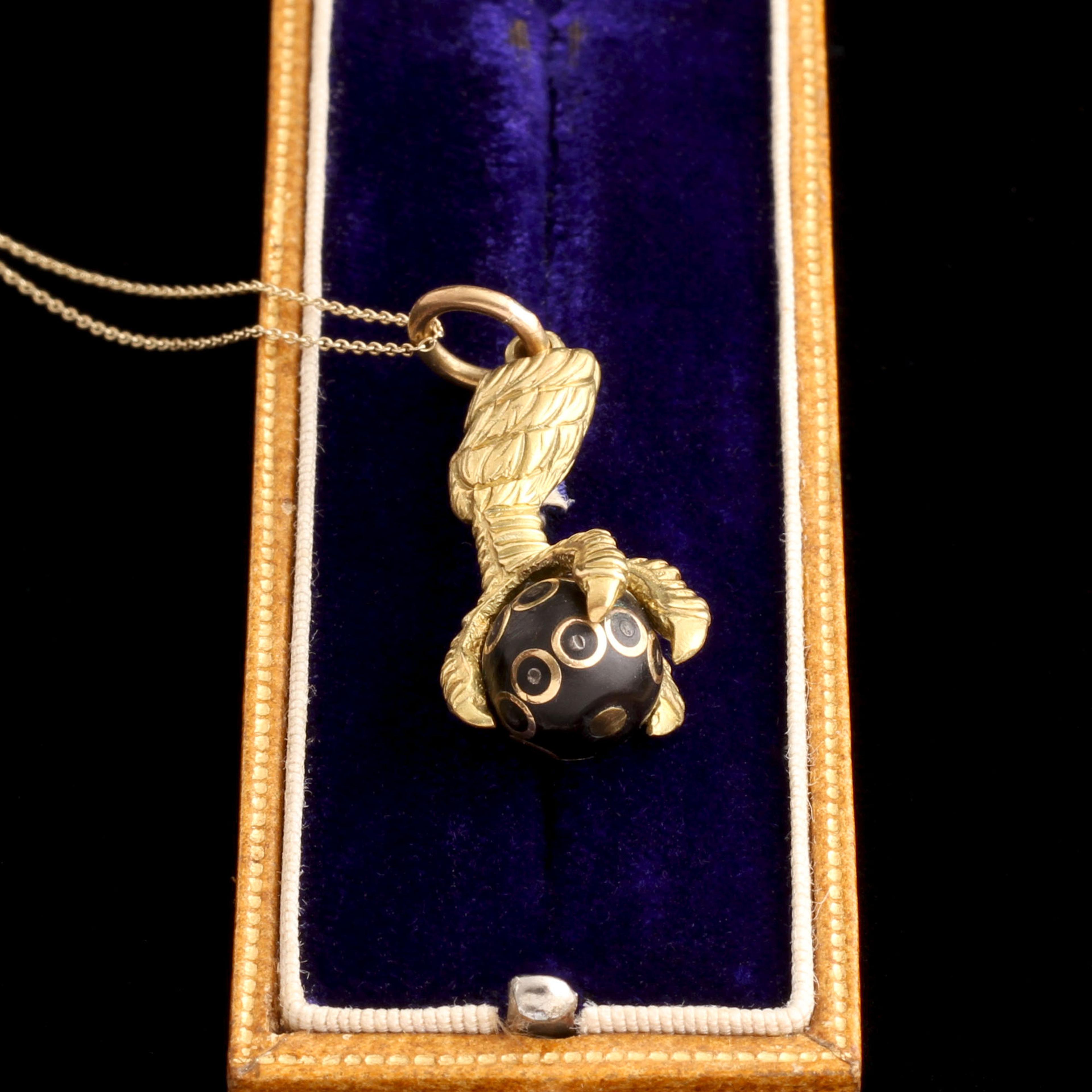Detail of Victorian Gold Talon & Pique Ball Necklace