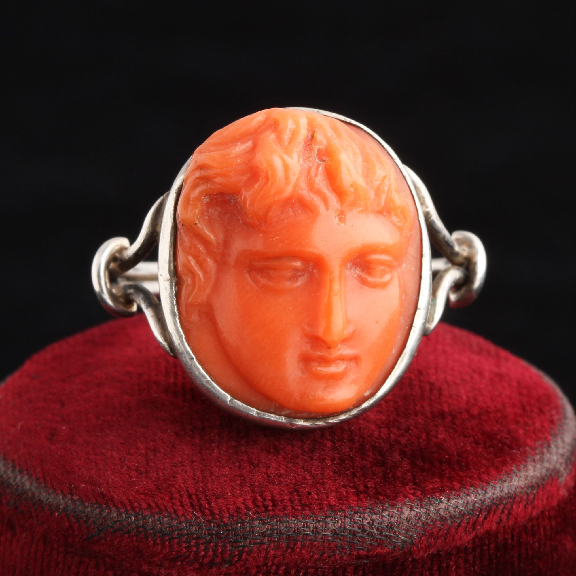 Victorian Coral Cameo Ring