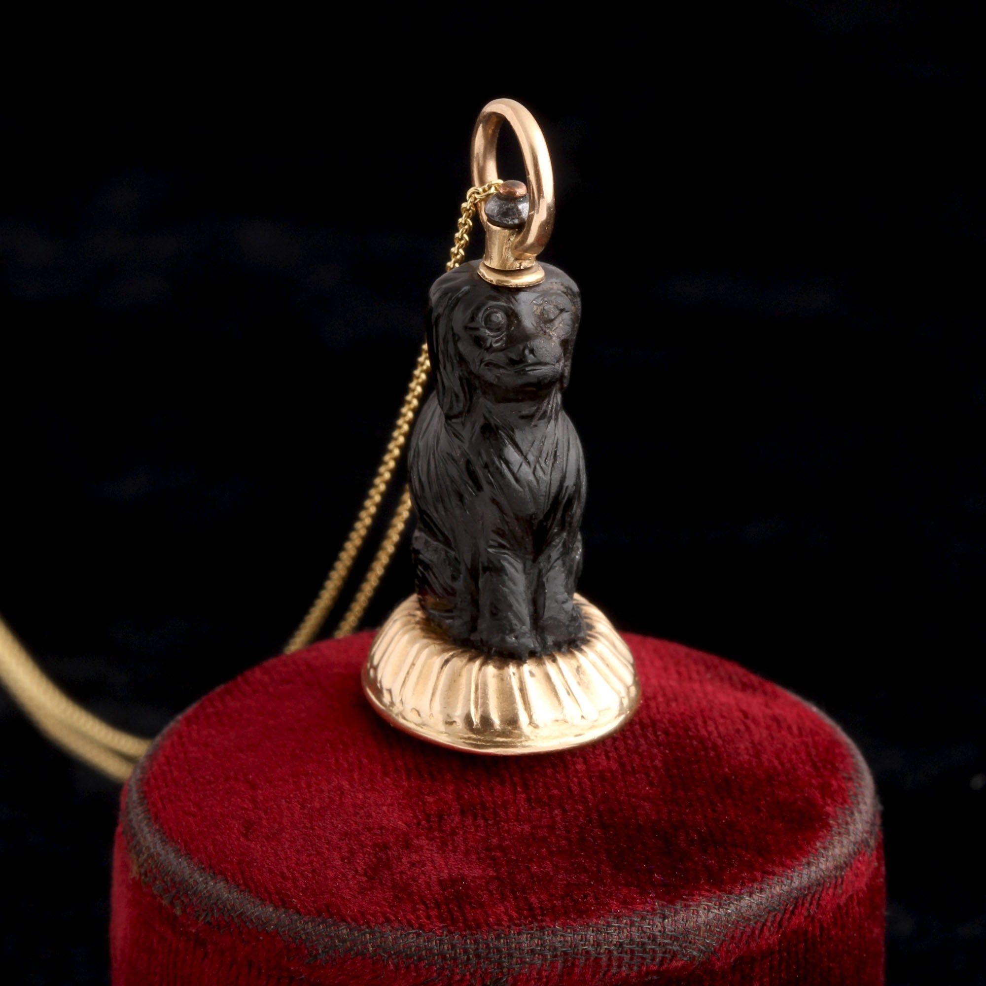 Late 18th Century French Carved Onyx Spaniel Wax Seal Fob