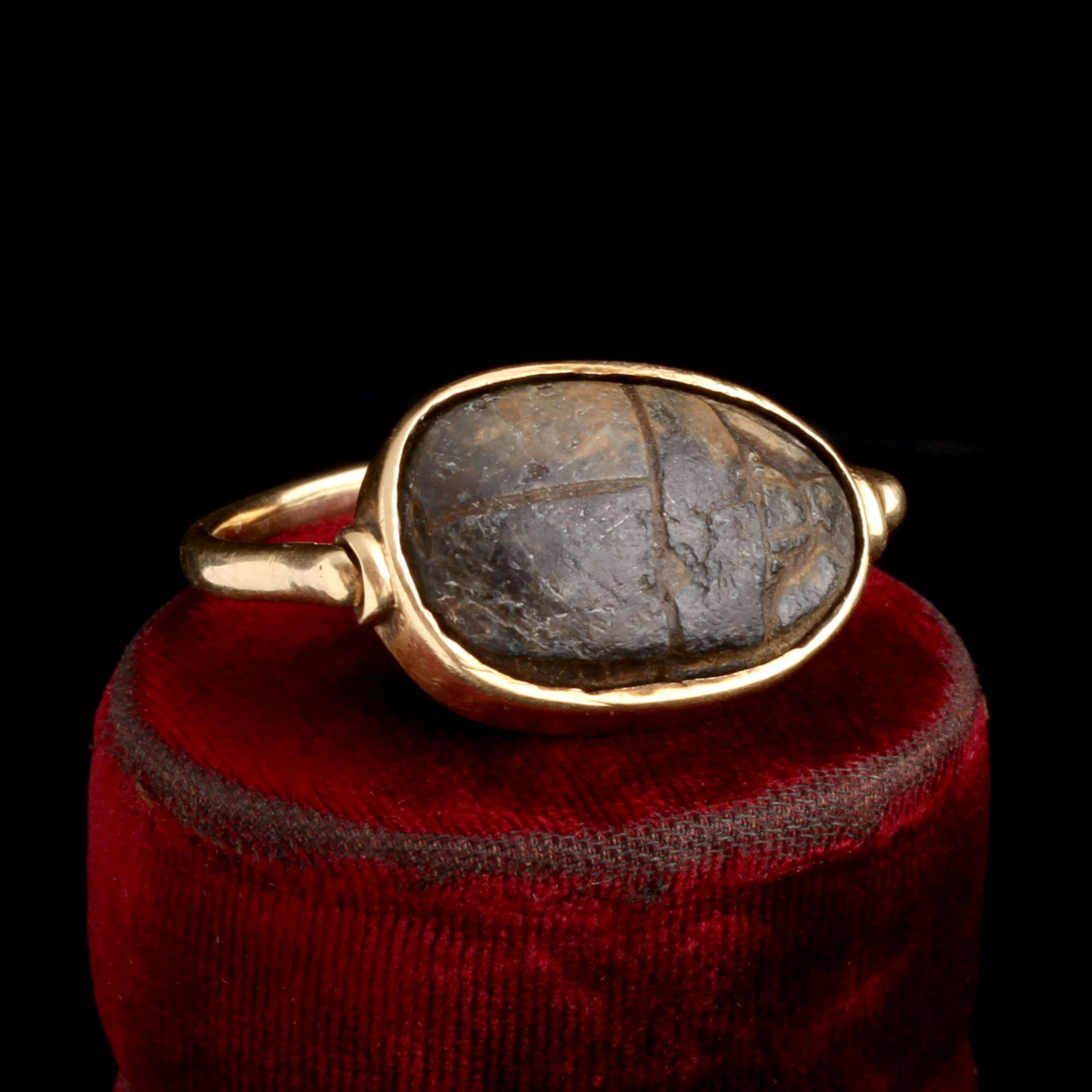 Detail of Victorian Egyptian Revival Scarab Spinner Ring
