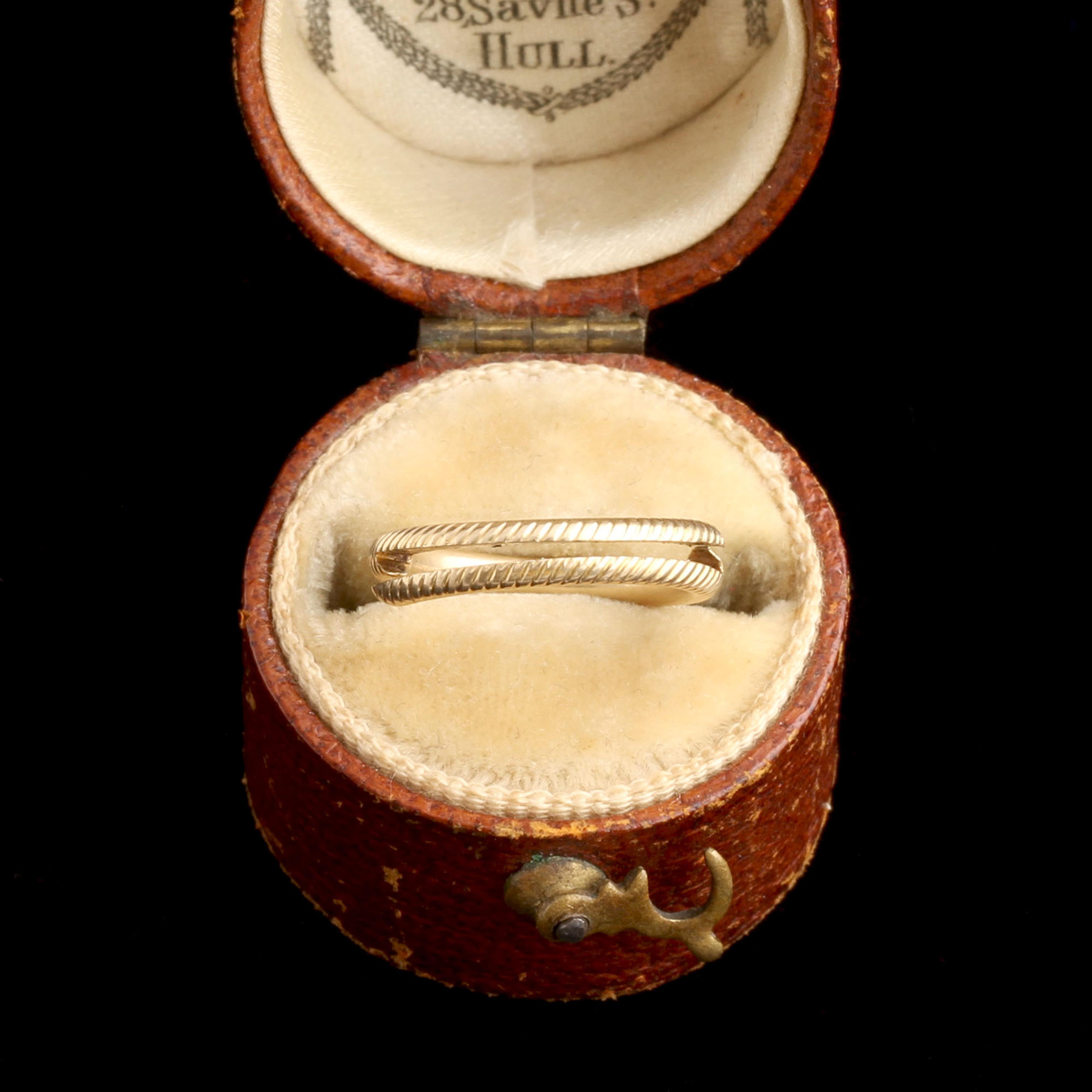 Detail of Victorian Reeded Gold Split Ring