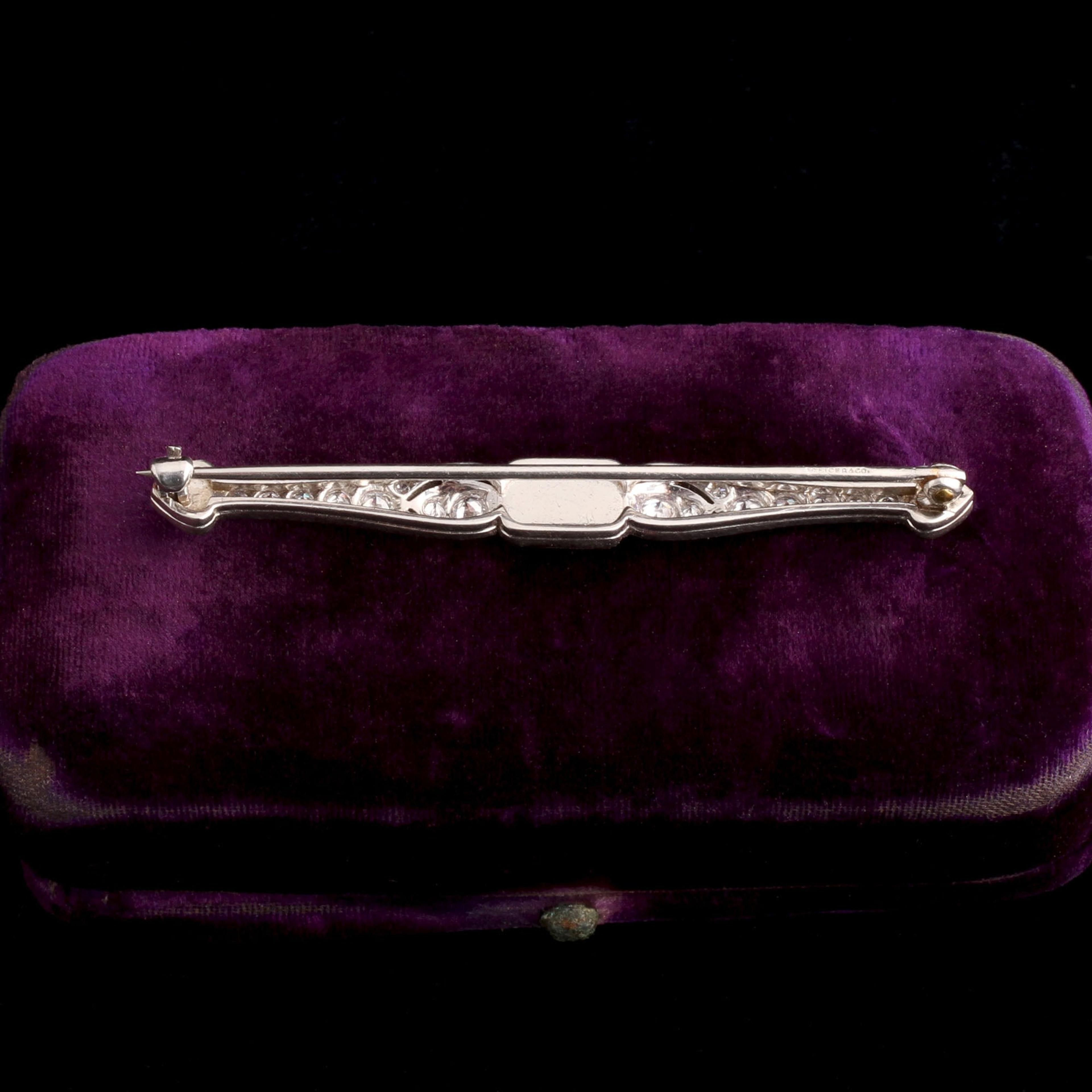 Back Detail of Edwardian Platinum, Onyx and Diamond Brooch