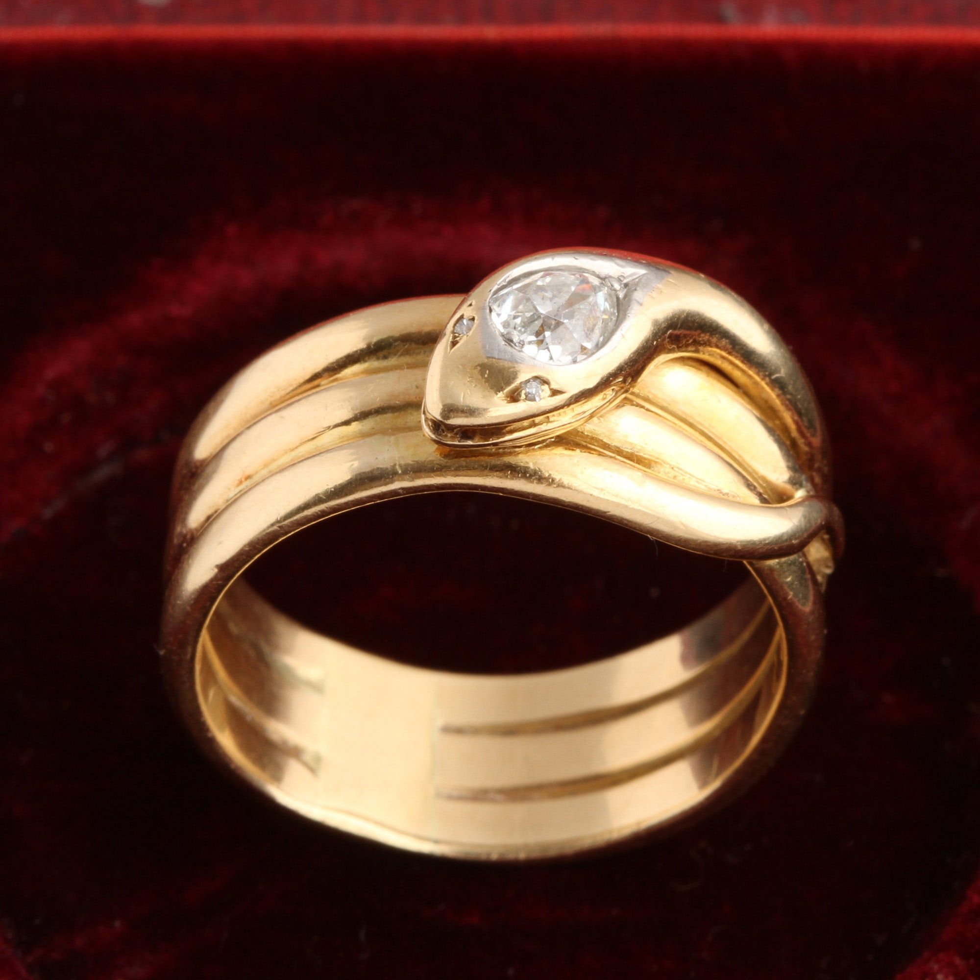 Victorian .44ct Pear Cut Diamond Snake Ring
