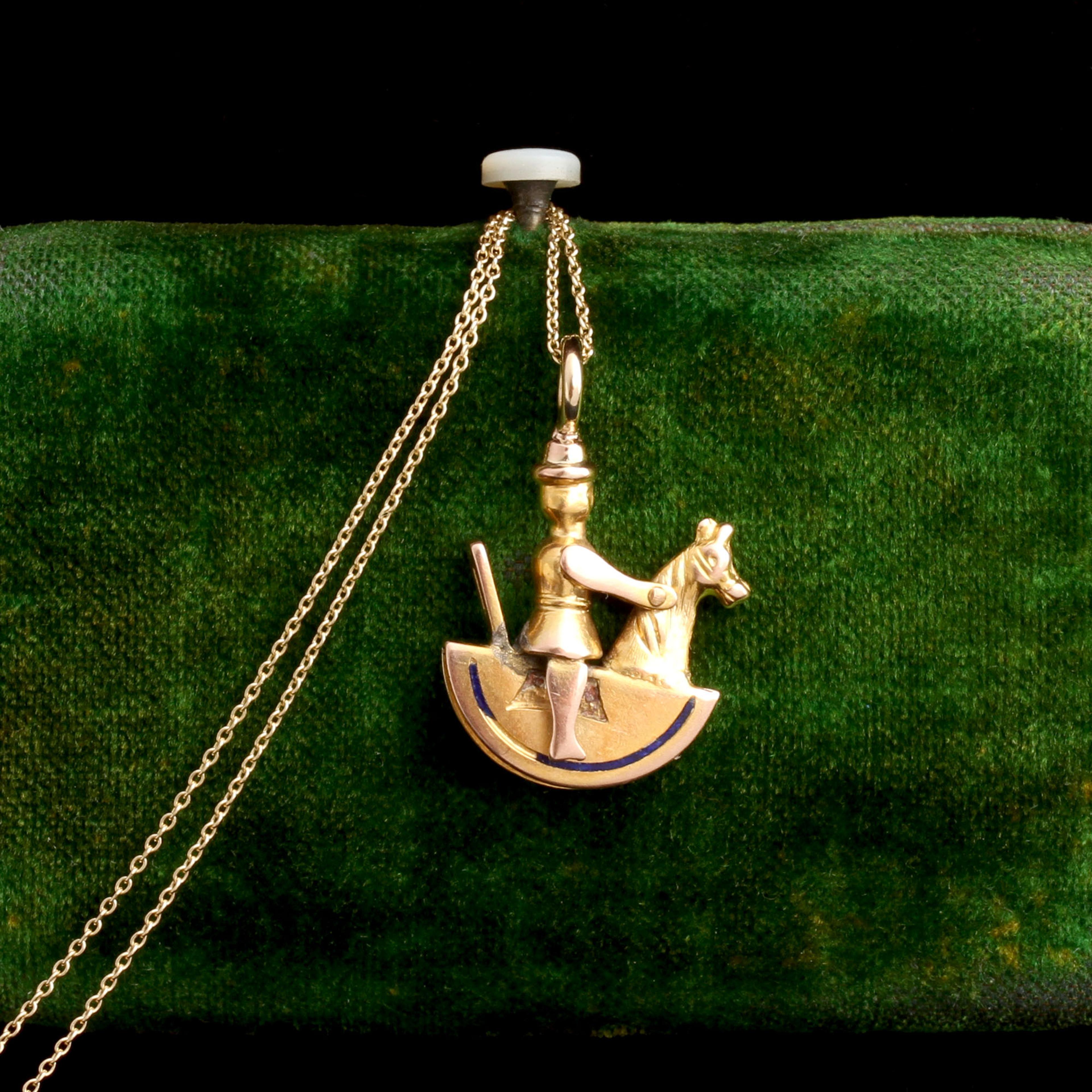 Detail of Victorian Rocking Horse & Rider Necklace