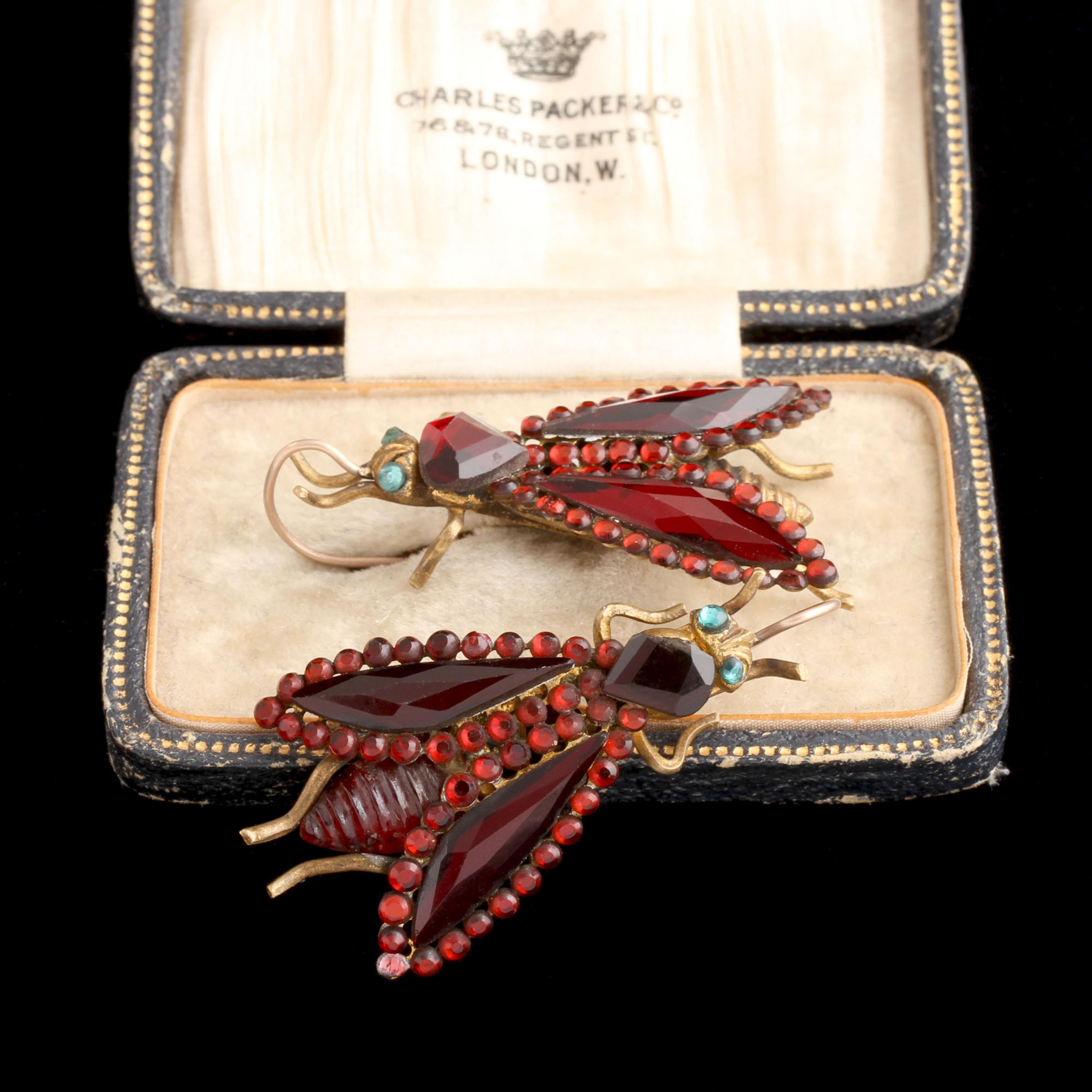 Victorian Vauxhall Glass Fly Earrings