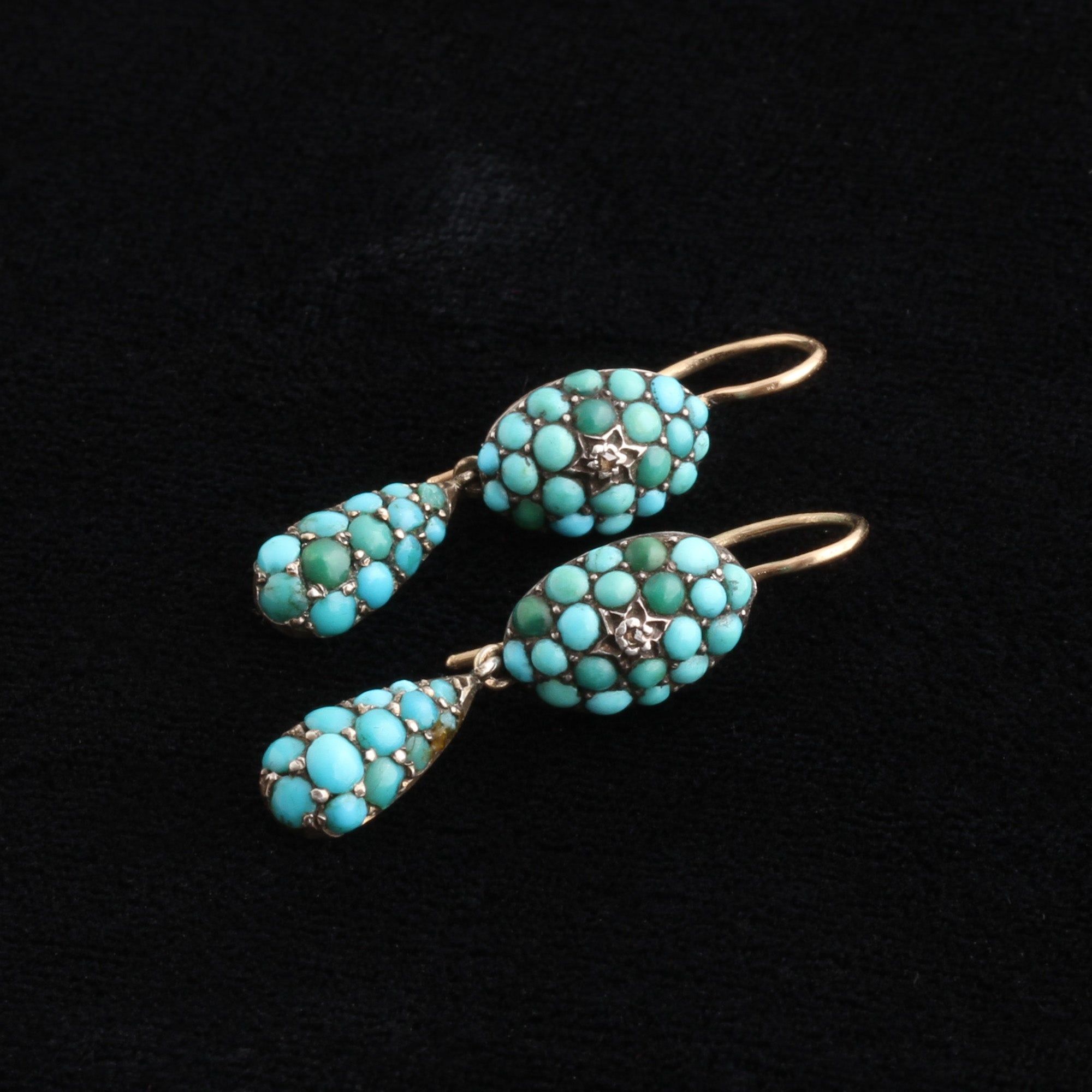 Victorian Turquoise Pavé Drop Earrings
