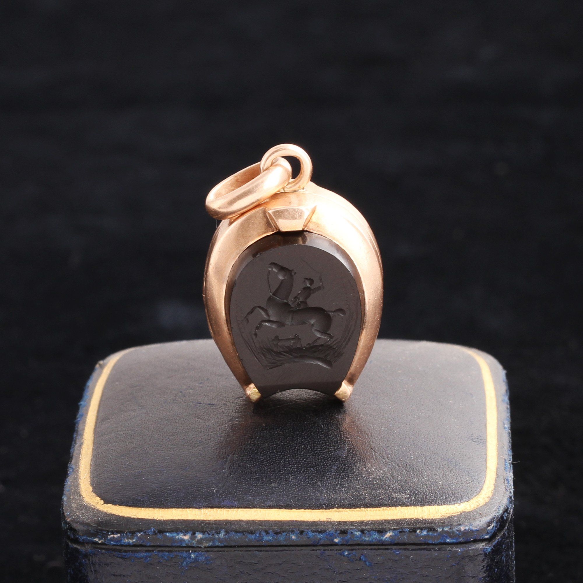 Victorian Horseshoe Locket with Onyx Intaglio