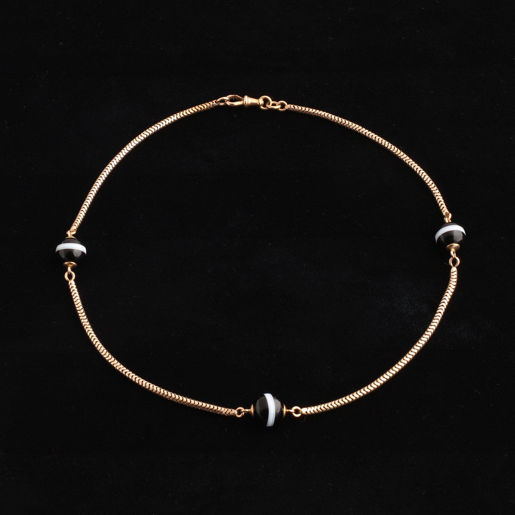 Victorian Banded Agate Snake Chain